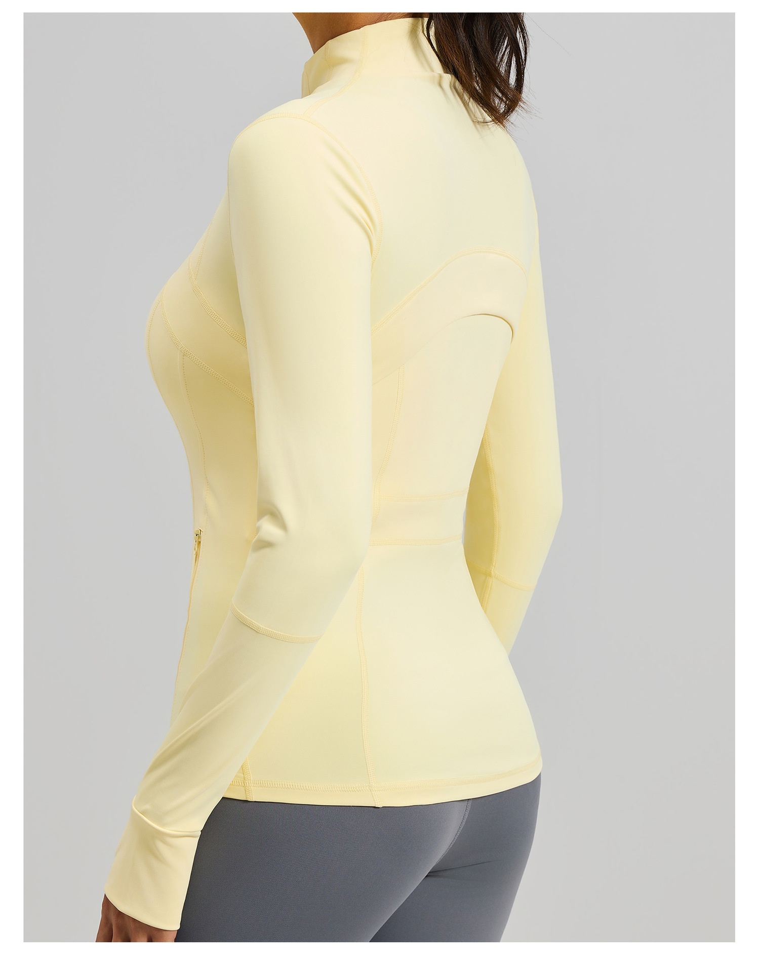 #MTWTP03 YojaFlex Yellow Women's Yoga Jacket With Zipper Pockets 