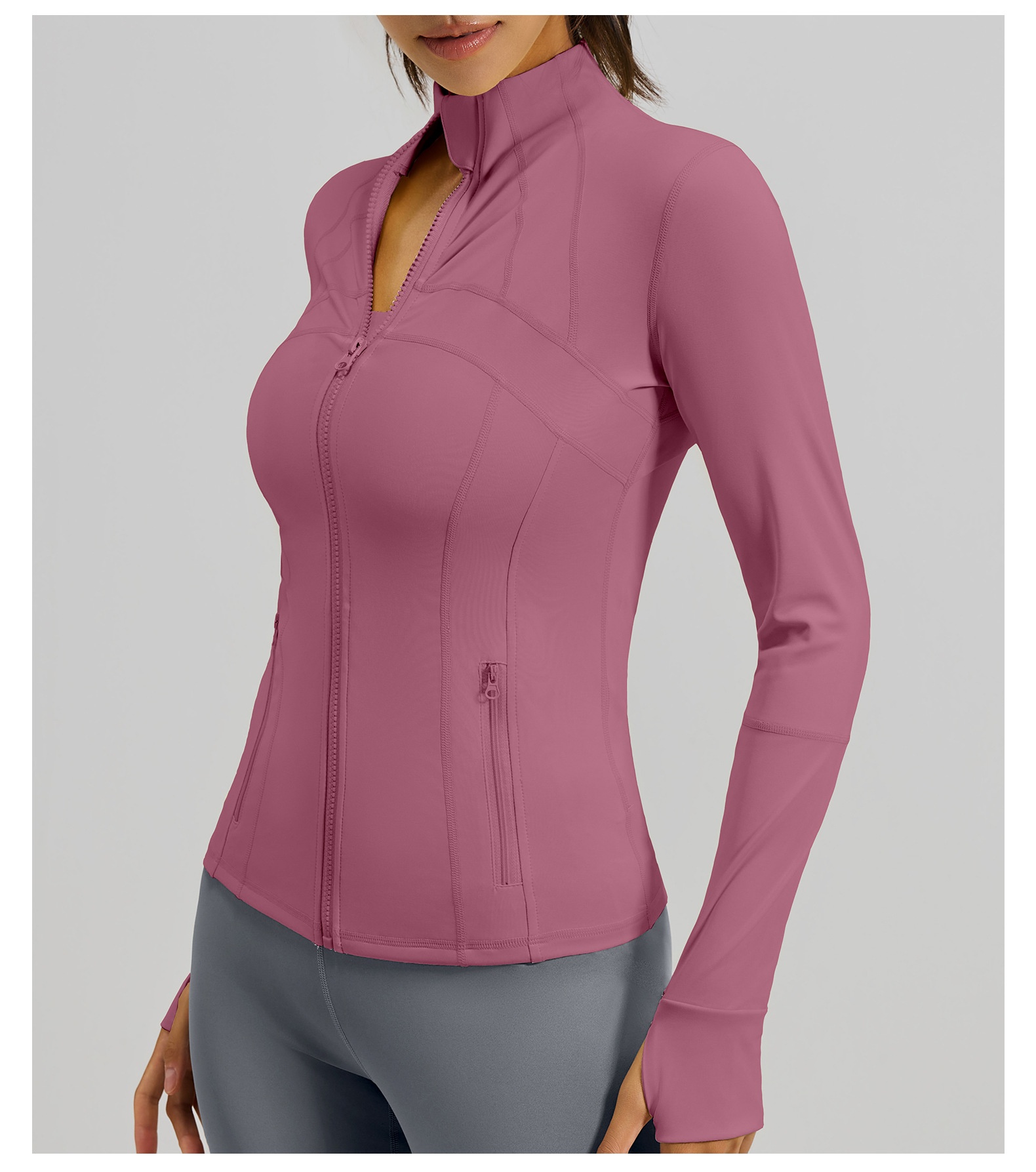  #MTWTP03 YojaFlex DarkPink Women's Yoga Jacket With Zipper Pockets