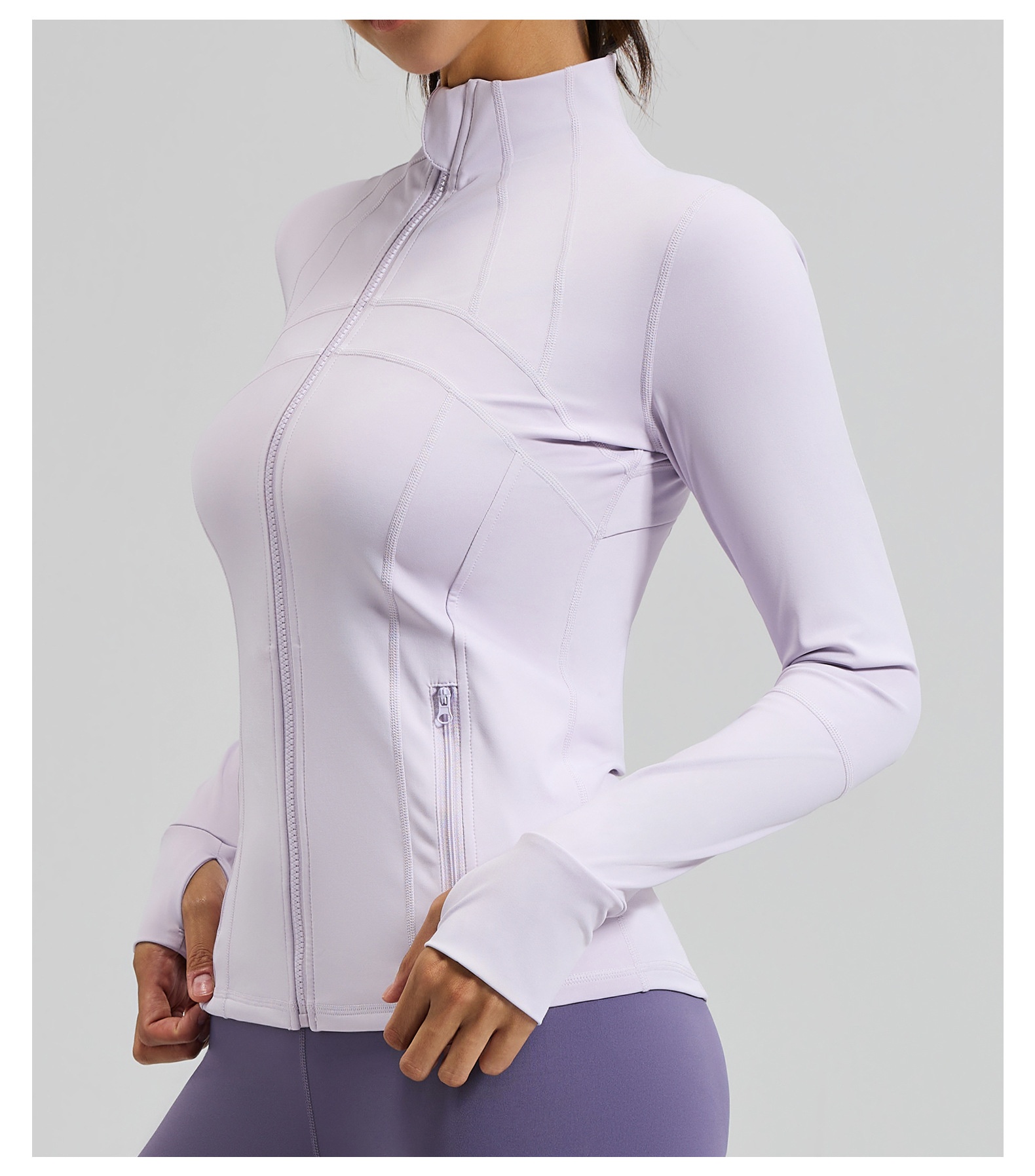 #MTWTP03 YojaFlex LightPurple Women's Yoga Jacket With Zipper Pockets