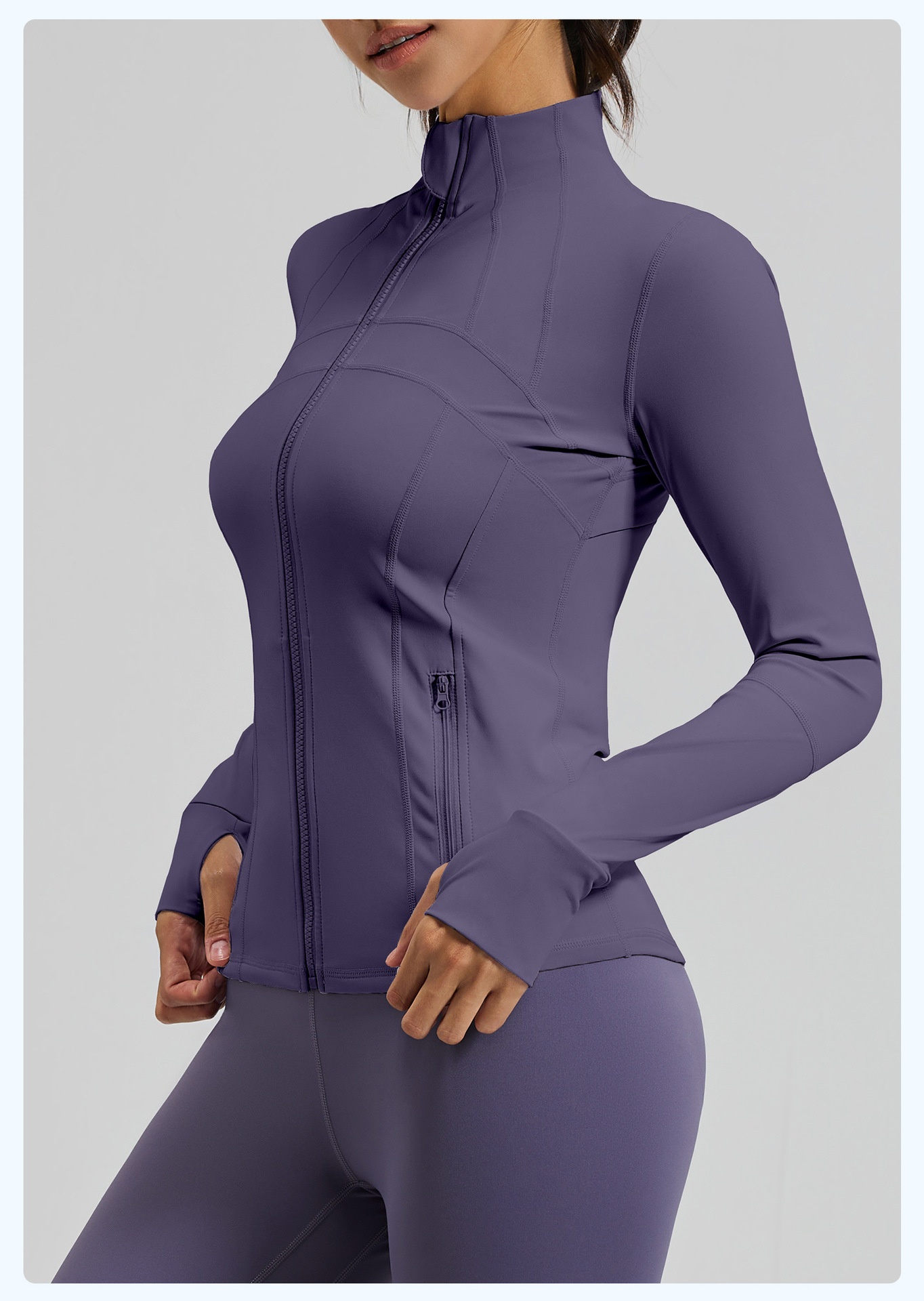 #MTWTP03 YojaFlex Purple Women's Yoga Jacket With Zipper Pockets