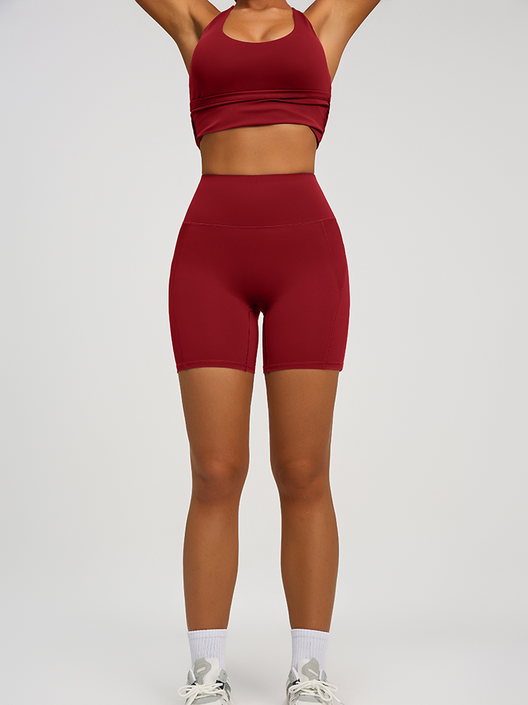 #JYJB022+#JYJA009 Yojaflex Dark Red Women's Yoga Set 2 Pieces