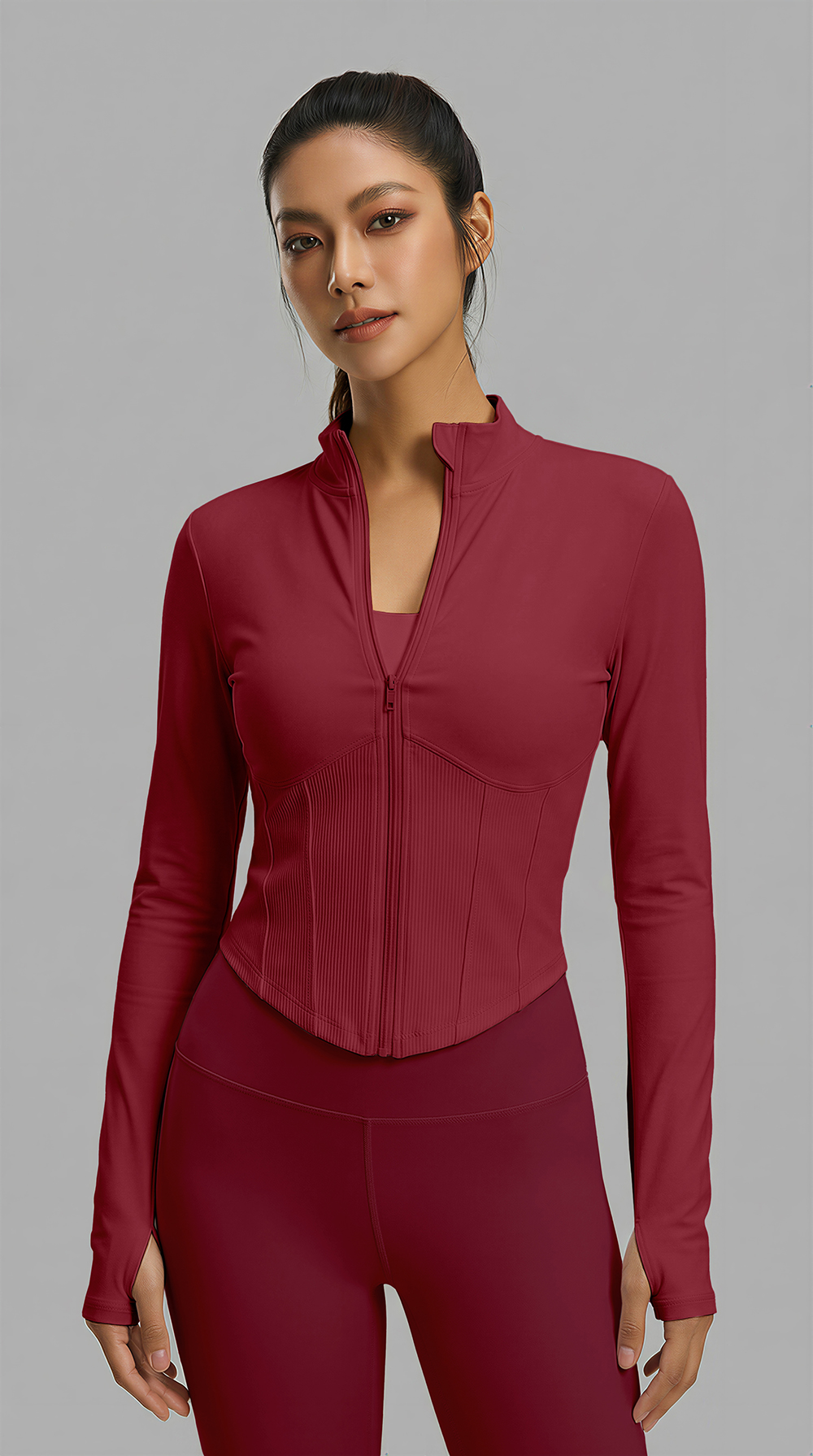 #JYJW025+#MT20 Yojaflex Dark Red Women's Yoga Set 2 Pieces