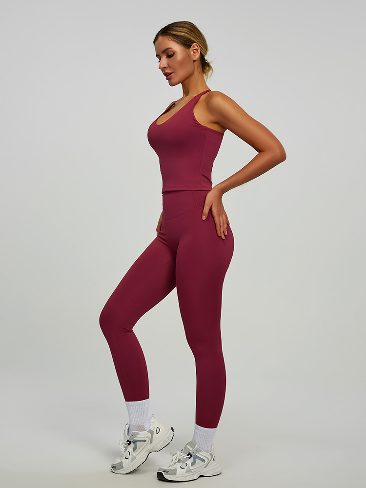 #JYJB022+#JYJK026 Yojaflex Dark Red Women's Yoga Set 2 Pieces