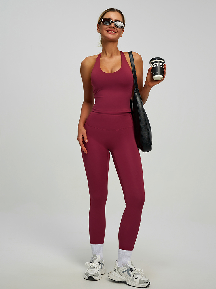 #JYJB022+#JYJK026 Yojaflex Dark Red Women's Yoga Set 2 Pieces