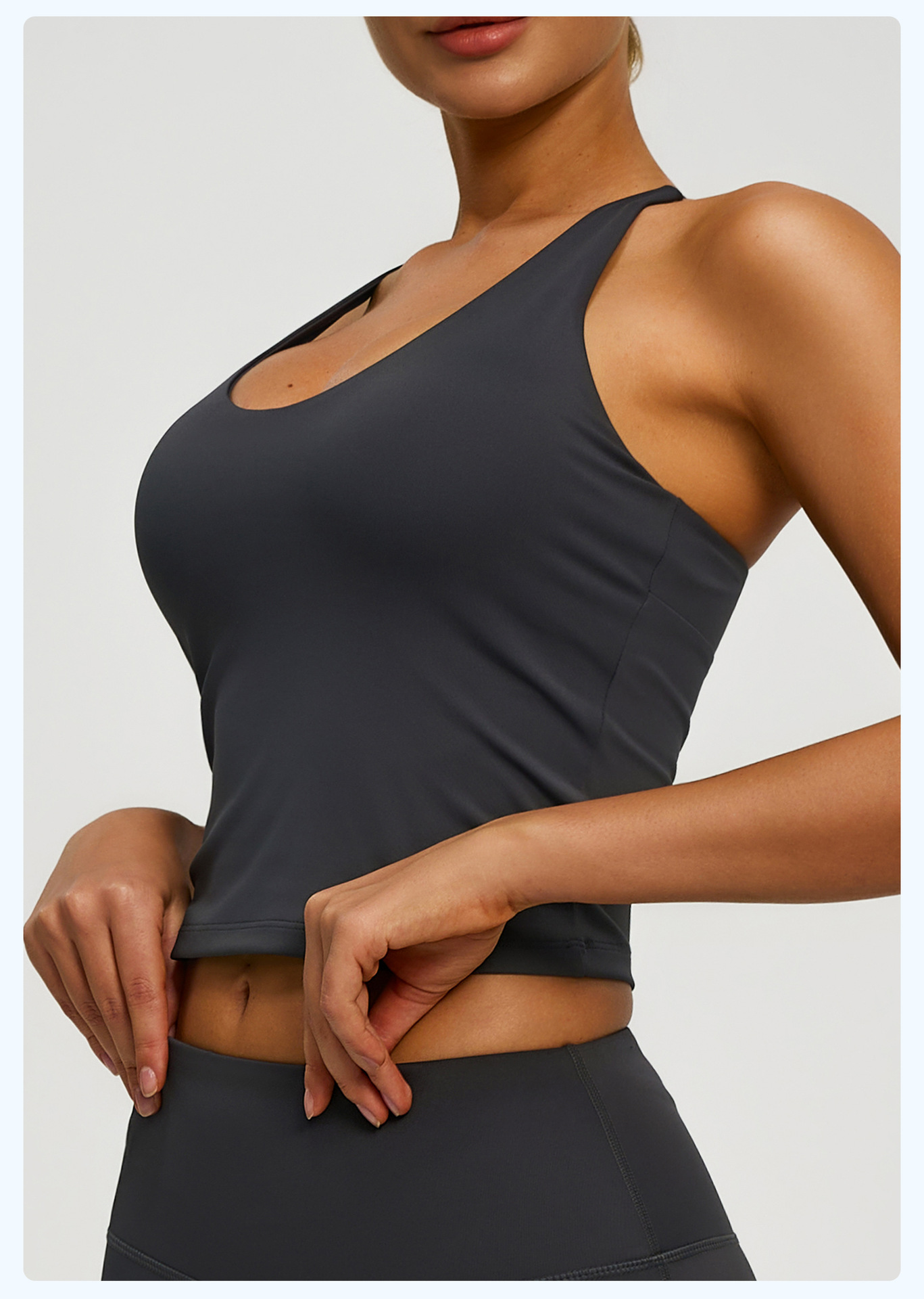 #JYJB022+#JYJK026 Yojaflex Dark Grey Women's Yoga Set 2 Pieces