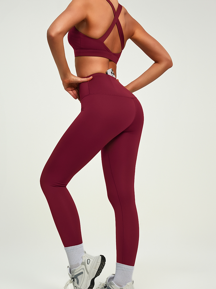 #JYJN050+#JYJK026 Yojaflex Dark Red Women's Yoga Set 2 Pieces