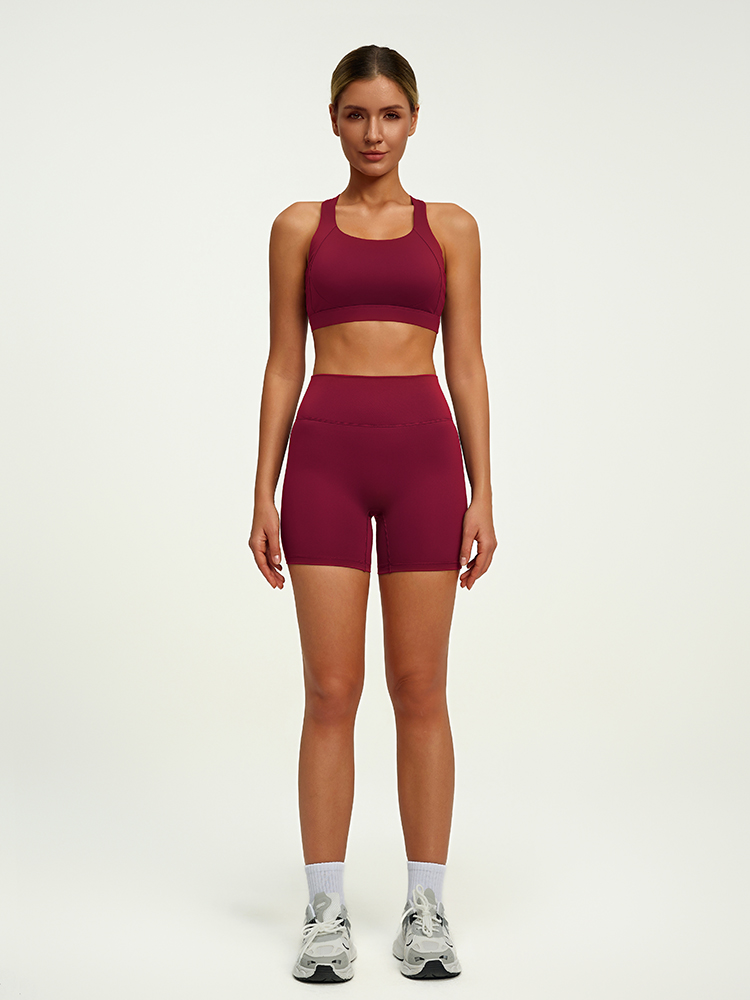 #JYJN050+#JYJA009 Yojaflex Dark Red Women's Yoga Set 2 Pieces