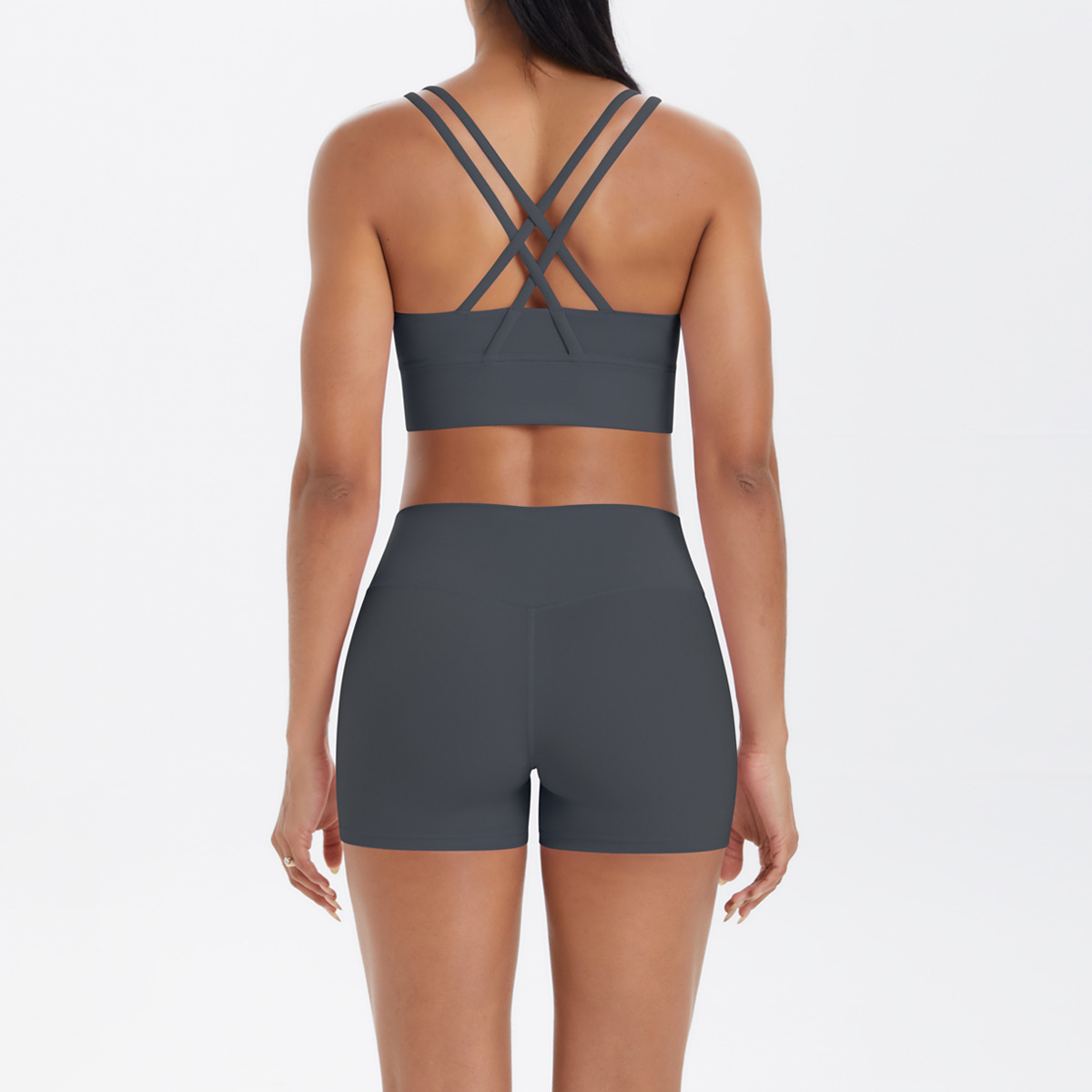 Medium Support Gym Suit, Double Thin Strap Yoga Top 10 Colors, Anti Roll Hip Lifting Workout Leggings 10 Colors, YFYS7113+YFYS7100