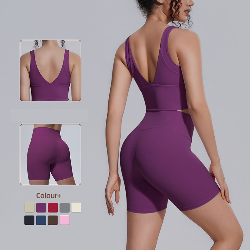 Medium Support Gym Suit, U Neck Sleevele