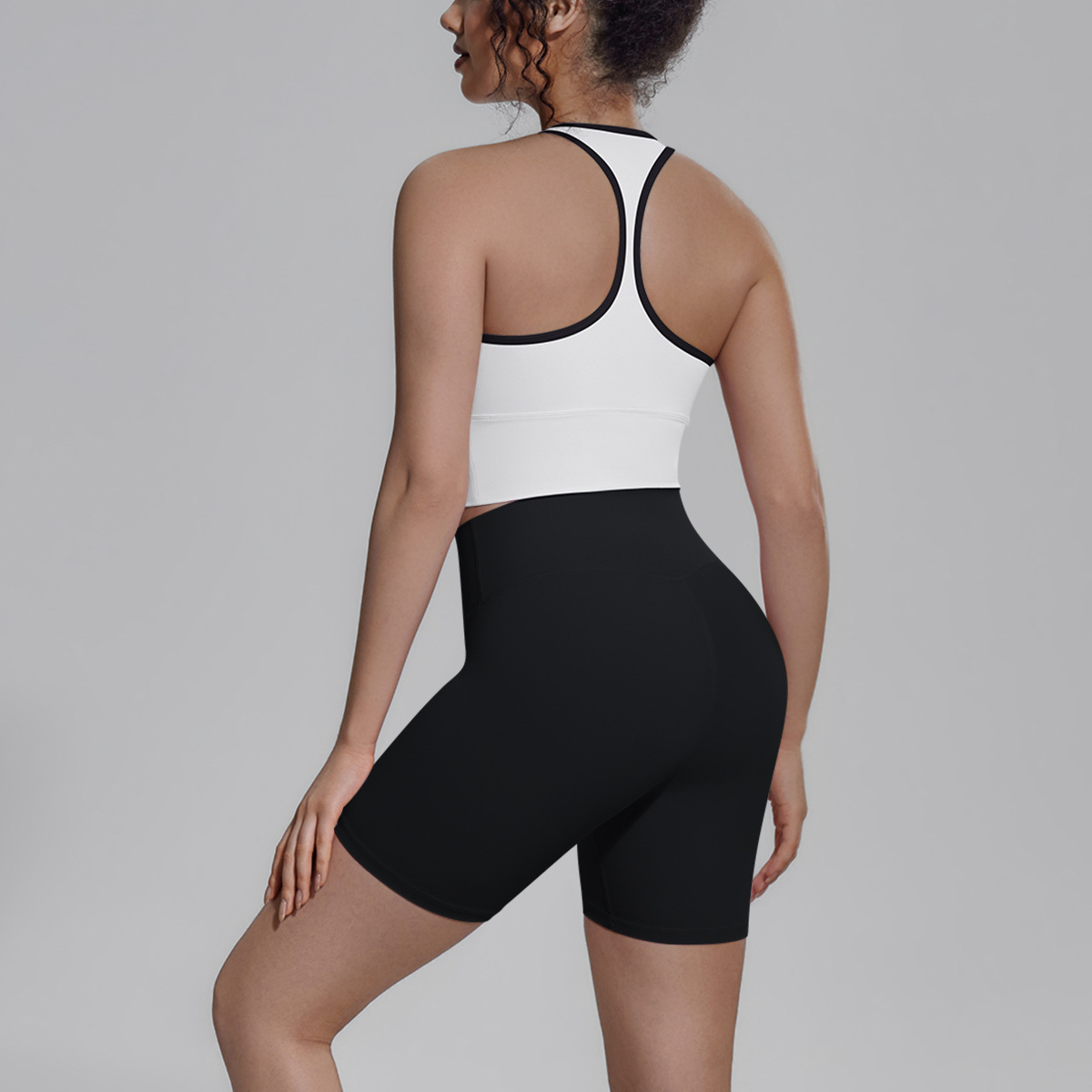 Upgraded Naked Soft Fitness Set, Cutout Racerback Sports Bra Tank 15 Colors, Tummy Control Compression Shorts 15 Colors, YFYS7152+YDYS7143