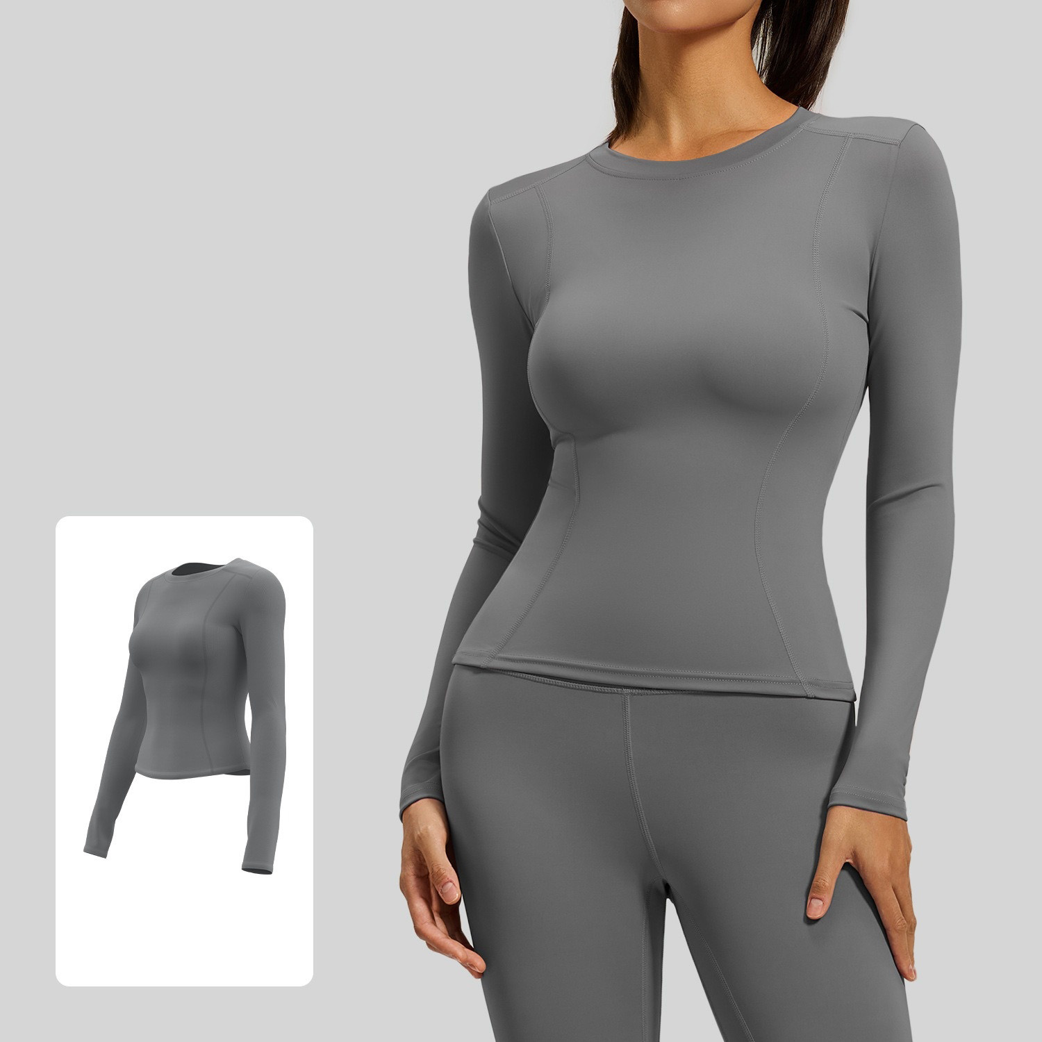 Round Neck Slim-Fit Form-Fitting Long-Sleeve Yoga Top 8 Colors YFJYMC220