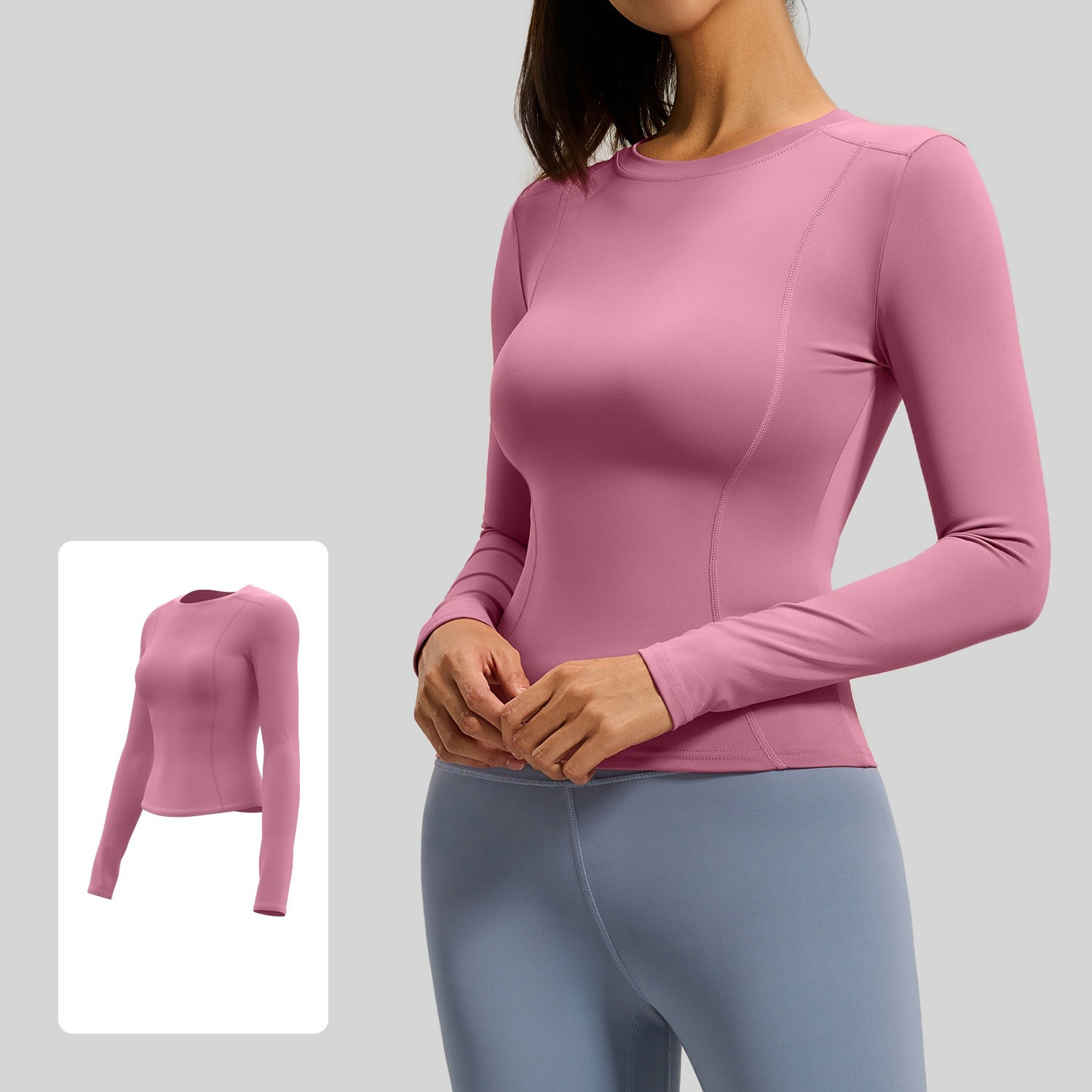 Round Neck Slim-Fit Form-Fitting Long-Sleeve Yoga Top 8 Colors YFJYMC220