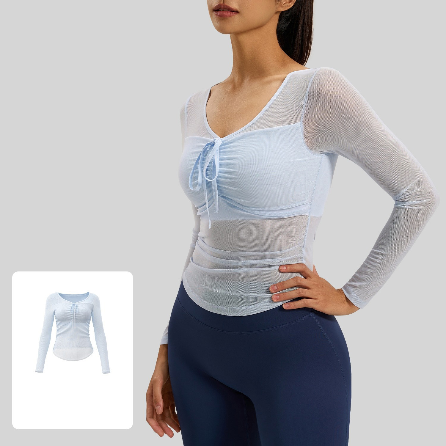 Women's Slim-Fit Long-Sleeve Mesh Yoga Top with Built-In Cups 4 Colors YFJYJC025