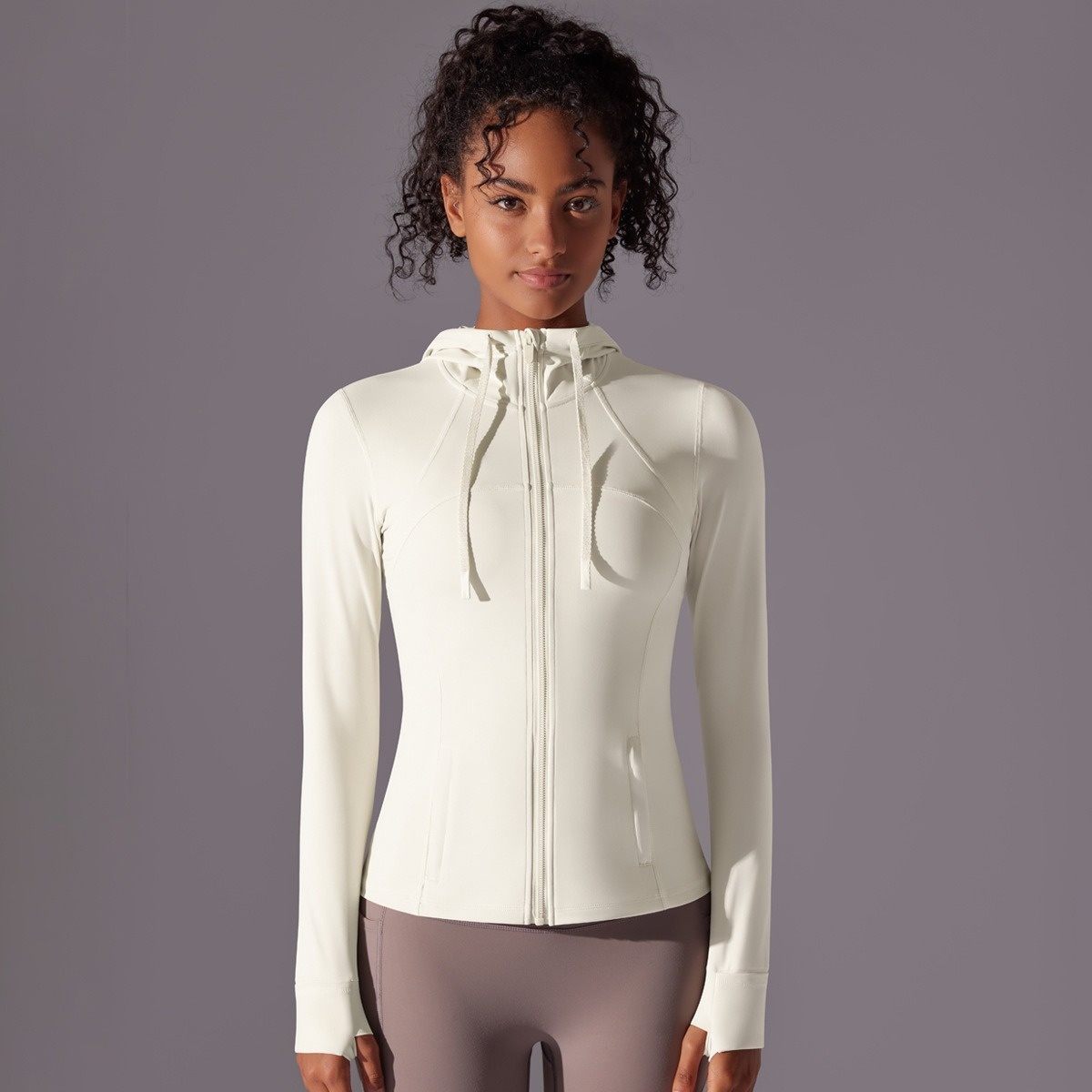 Solid-Color Nylon Hooded Sports Jacket With Zippered Pockets 6 Colors YFYS7010