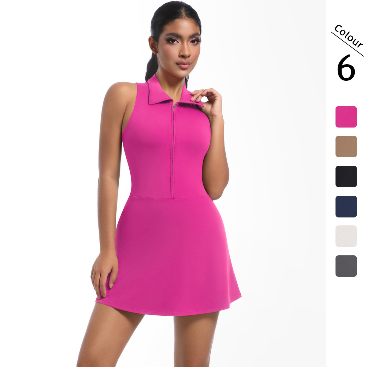 Women Zip Polo Collar Sleeveless Integra