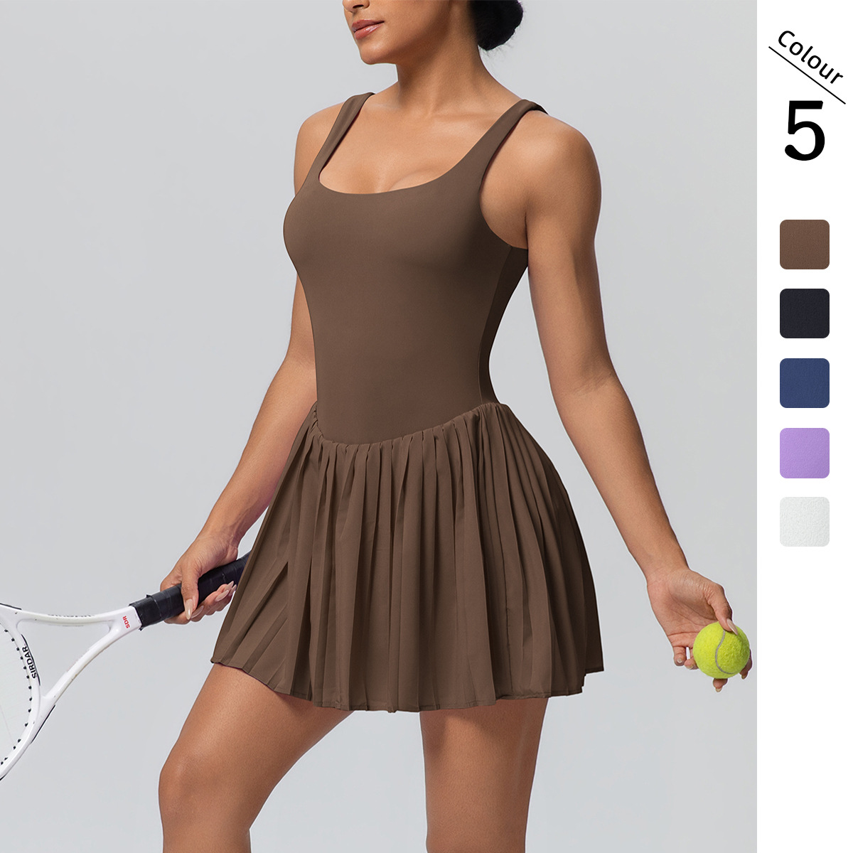 Women Square Neck Sleeveless Pleated Int