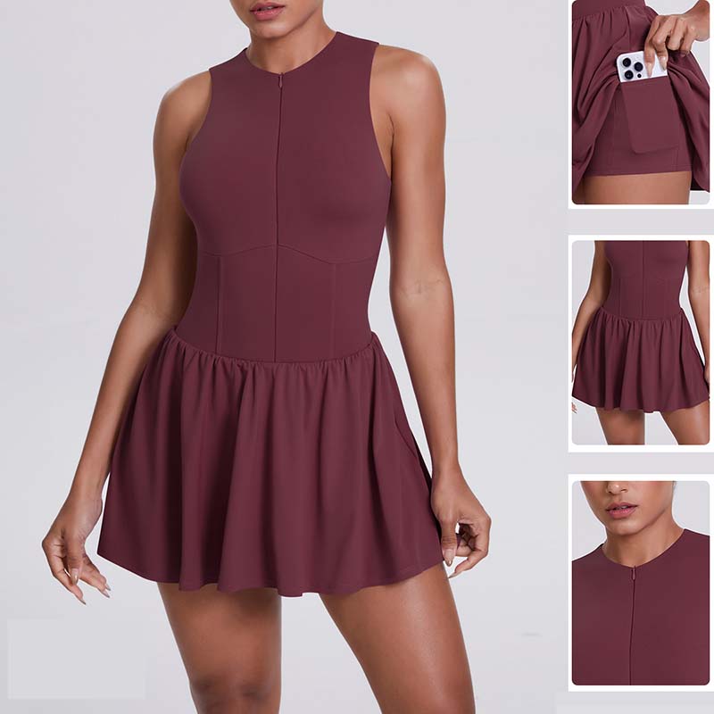 Women Half Zip Mock Neck Sleeveless Inte