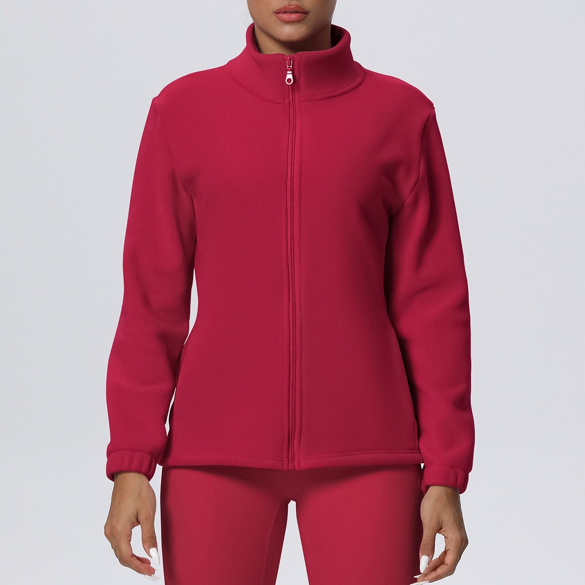 Fleece-Lined Casual Sports Jacket With Stand-Up Collar Zipper And Pockets 5 Colors YFYS7124