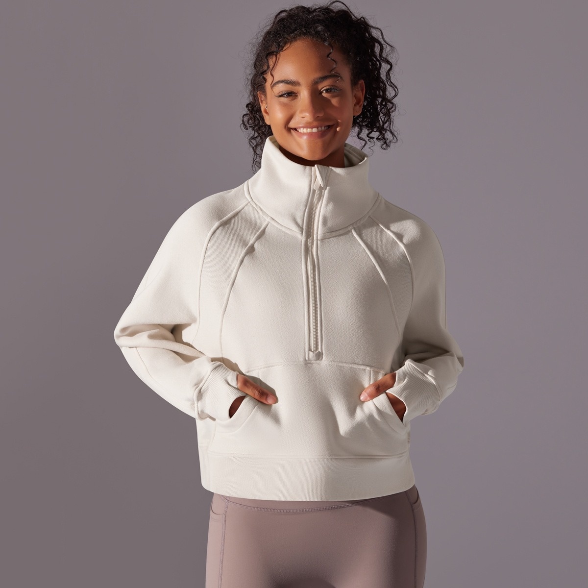 Loose Fleece-Lined Warm Yoga & Casual Sweatshirt/Jacket For Autumn And Winter 4 Colors YFYS7026