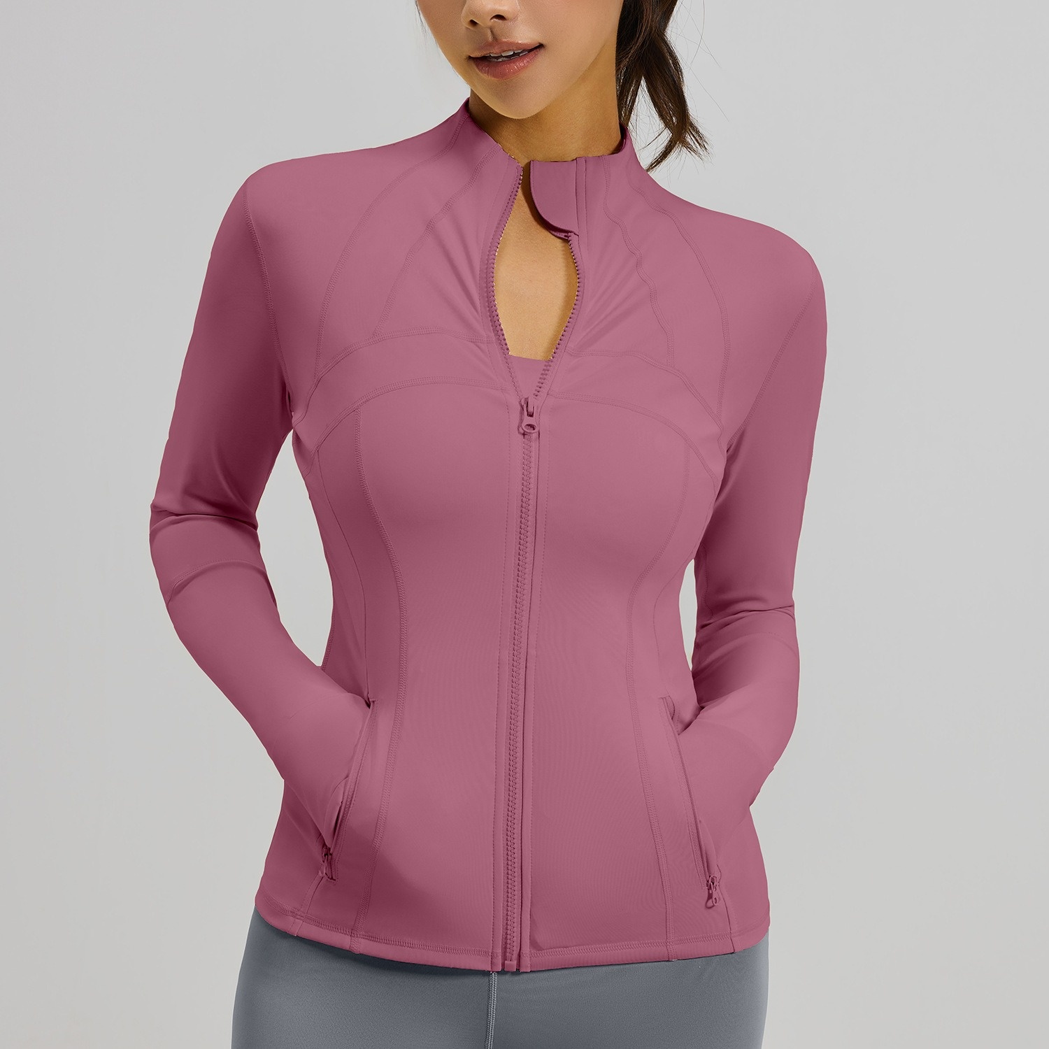 Full Stand-up Collar With Pockets High Elastic Women Jacket 9 Colors YFMTWTP03