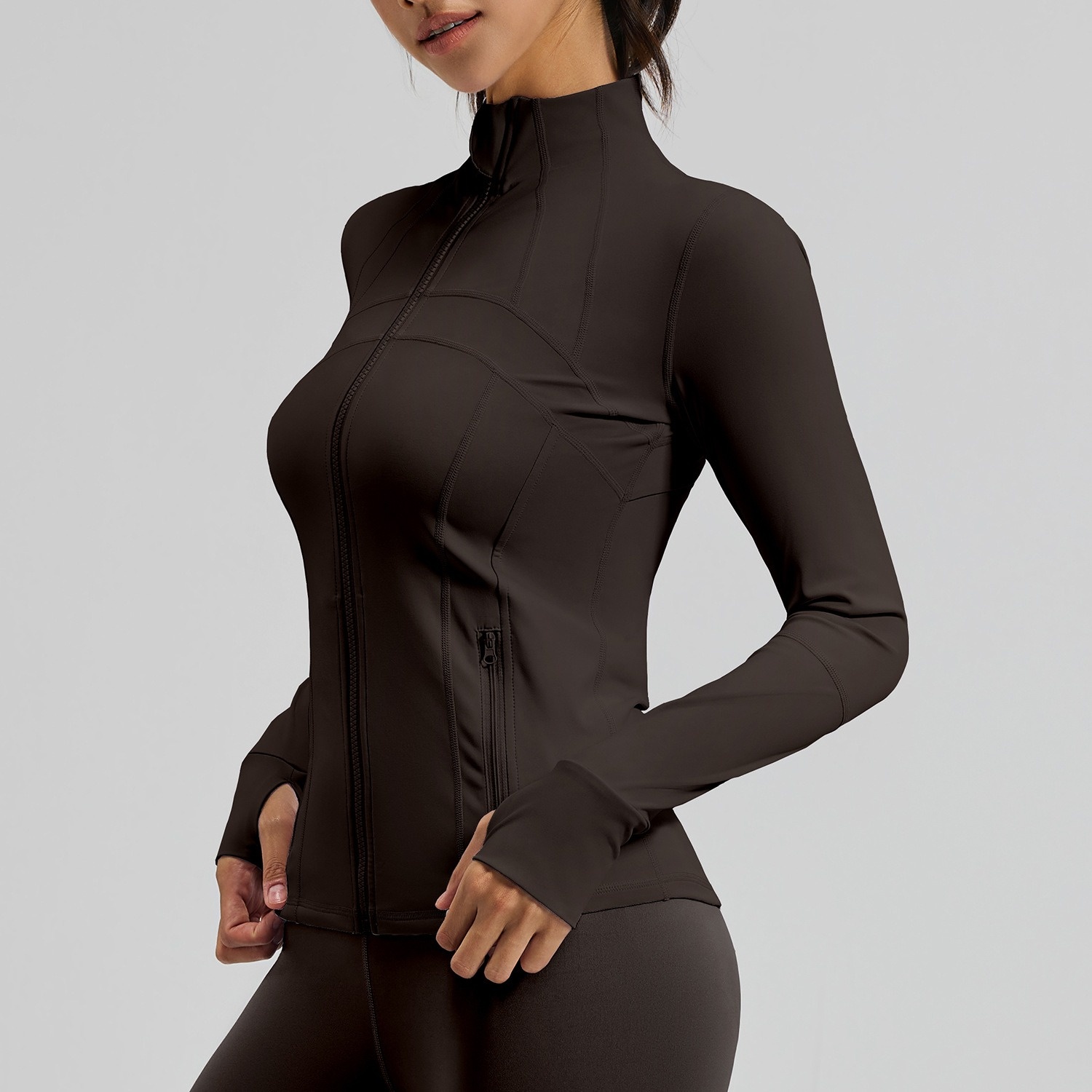 Full Stand-up Collar With Pockets High Elastic Women Jacket 9 Colors YFMTWTP03