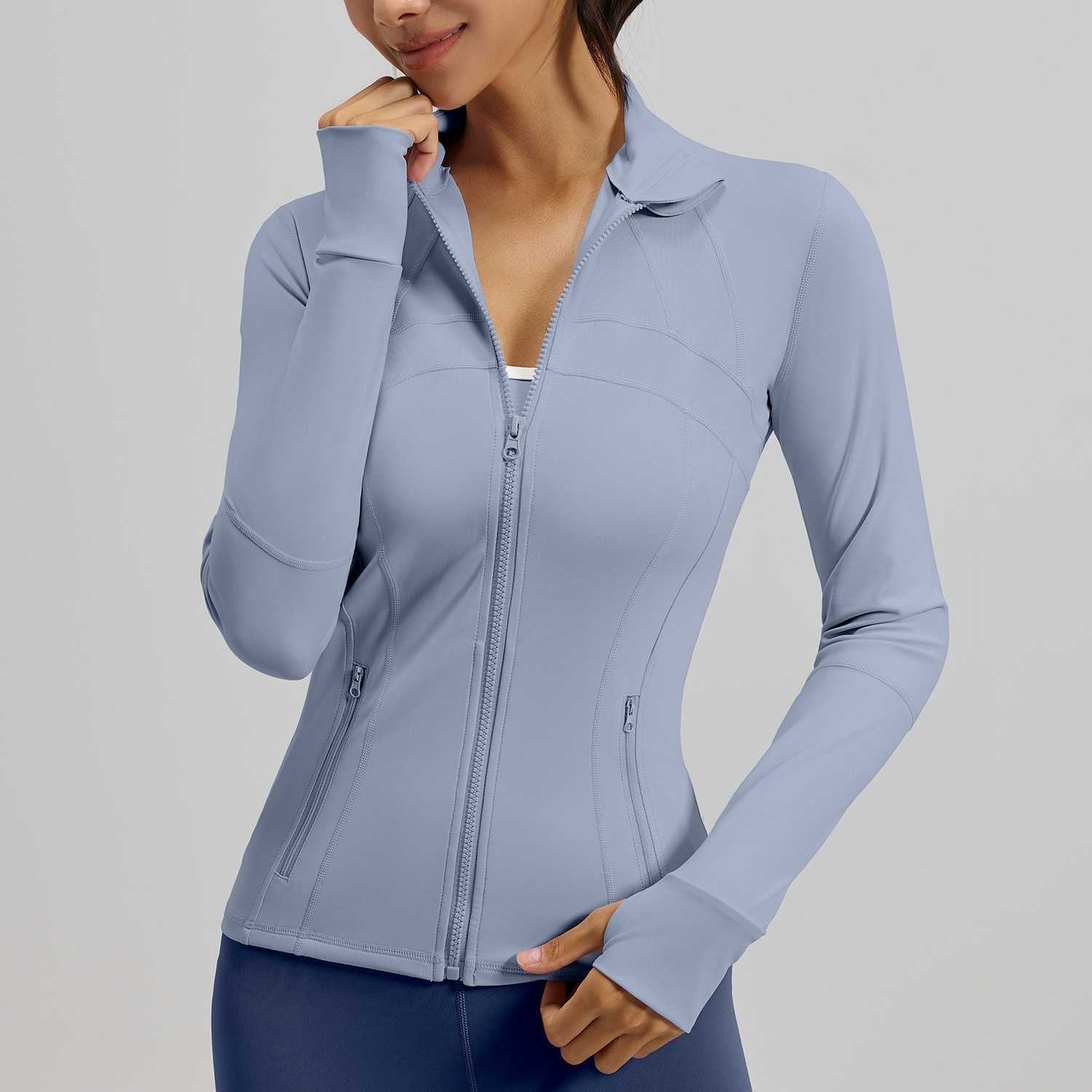 Full Stand-up Collar With Pockets High Elastic Women Jacket 9 Colors YFMTWTP03