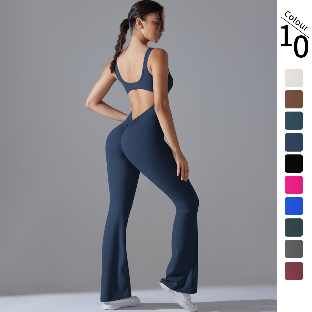 Women Wide Square Strap Hollow Back Flar