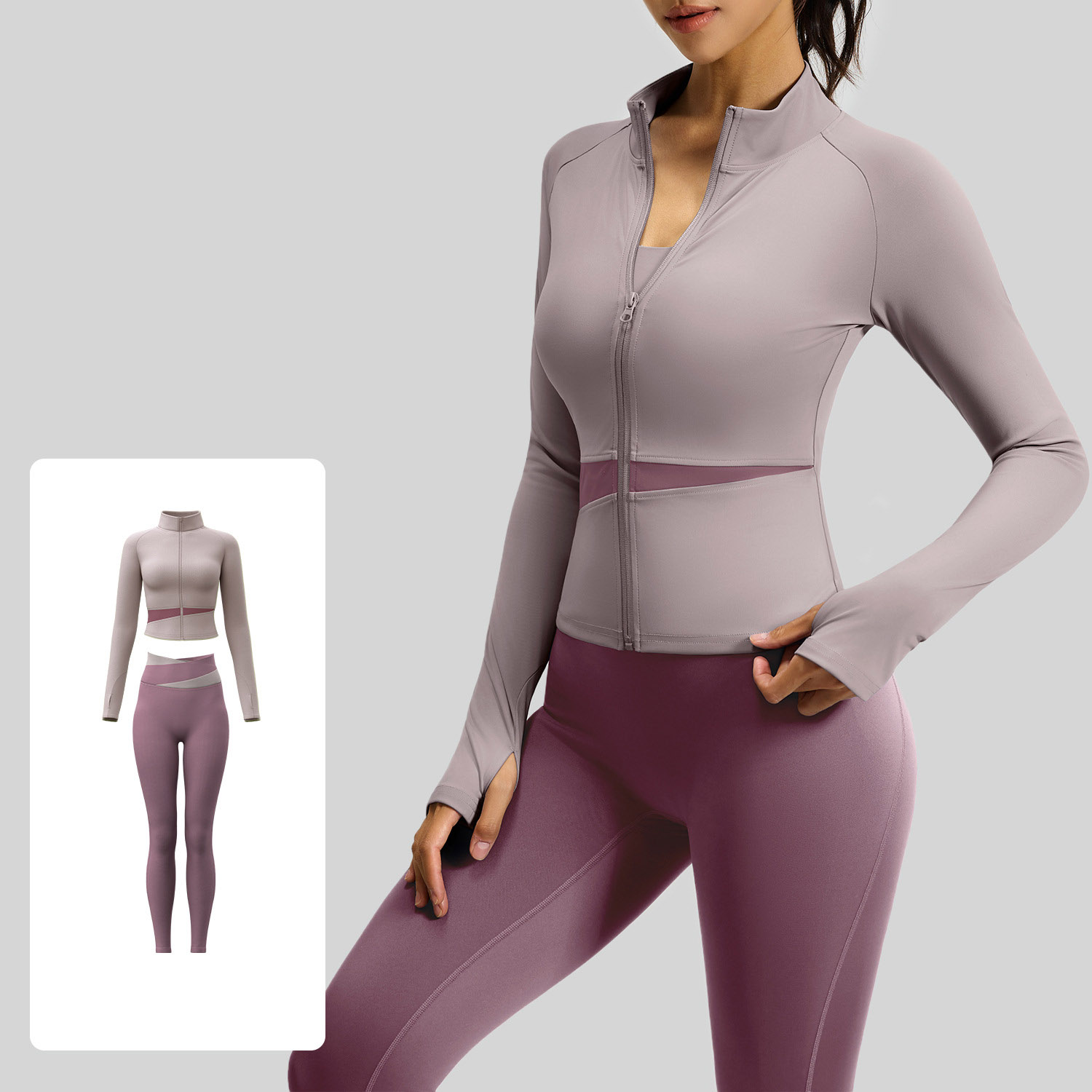 Women Contrast Color Yoga Three Piece Set Sports Bra + Crop Jacket + High Waist Leggings, Top 7 Colors Jacket 7 Colors Pants 7 Colors, YFJYMW022+YFJYMK002+YFJYMN004