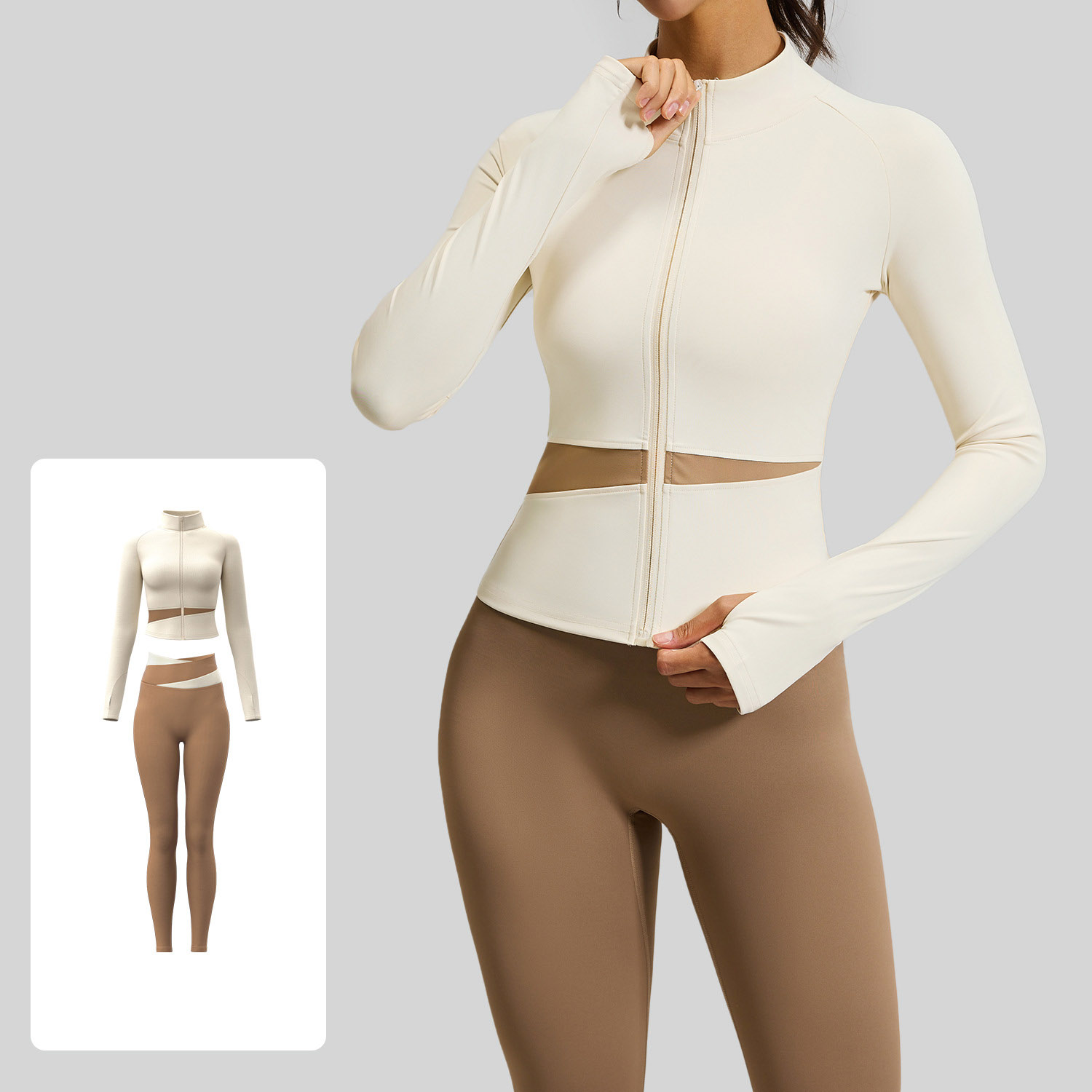 Women Contrast Color Yoga Three Piece Set Sports Bra + Crop Jacket + High Waist Leggings, Top 7 Colors Jacket 7 Colors Pants 7 Colors, YFJYMW022+YFJYMK002+YFJYMN004