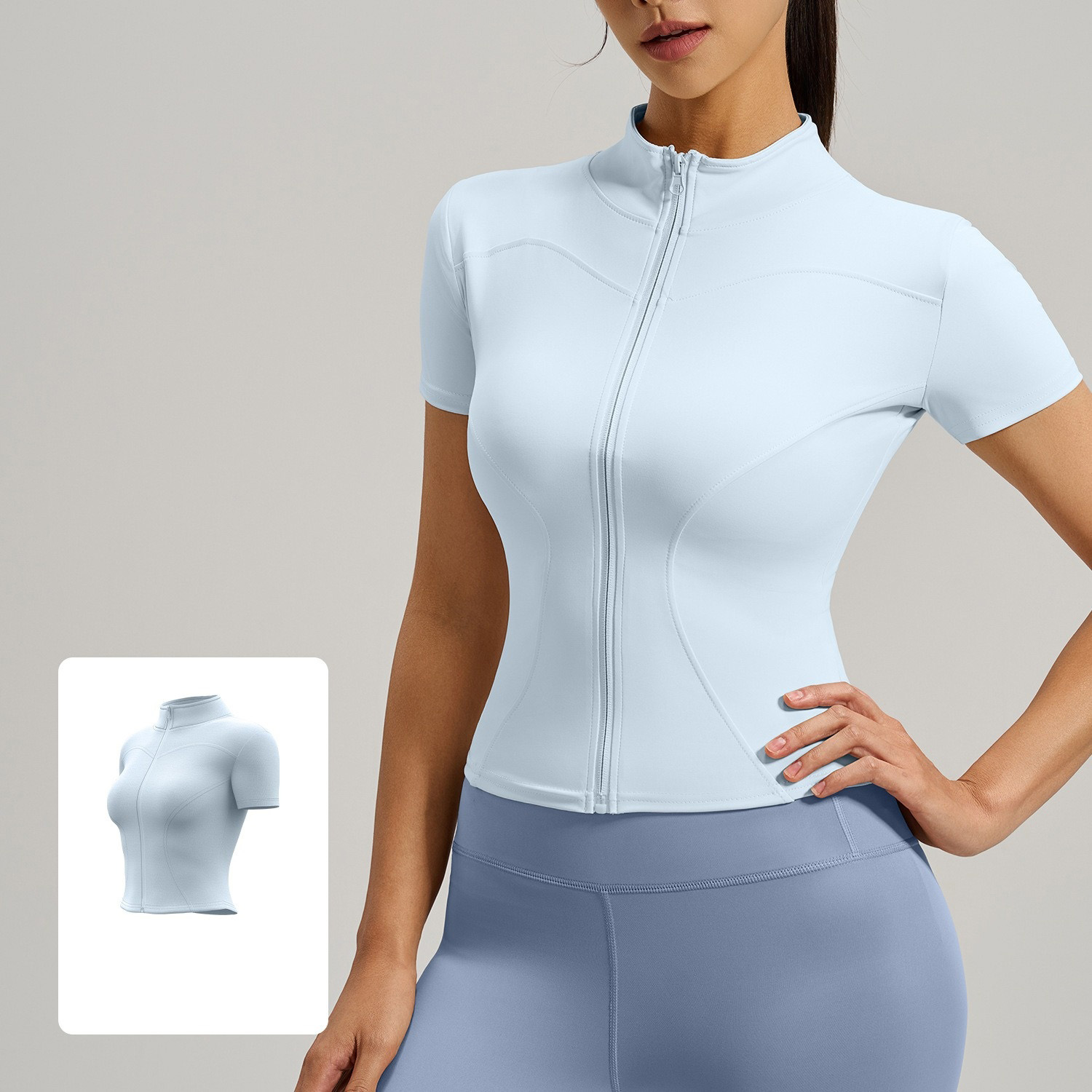 Slim-Fit Short-Sleeve Running & Fitness Yoga Top With Zipper 12 Colors YFJYMW040