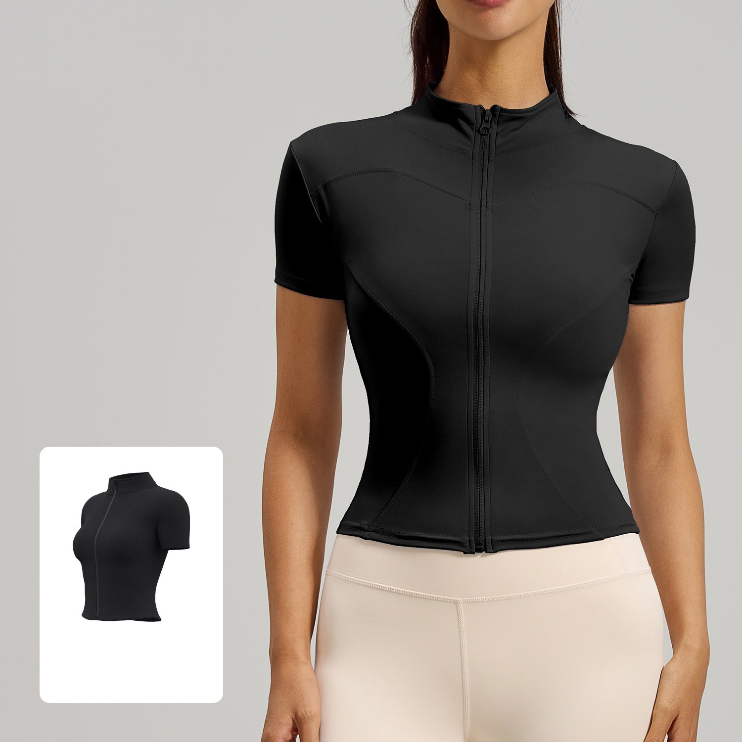 Slim-Fit Short-Sleeve Running & Fitness Yoga Top With Zipper 12 Colors YFJYMW040