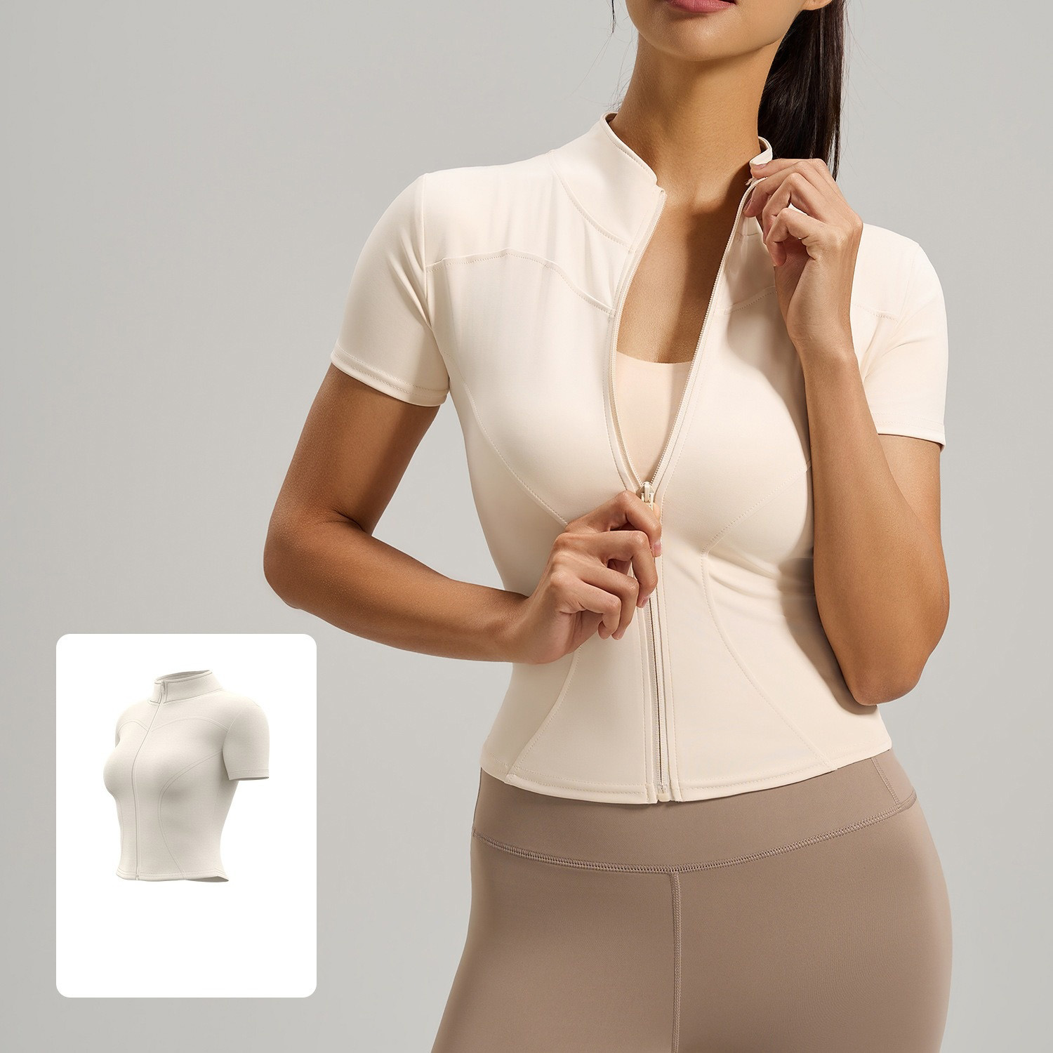 Slim-Fit Short-Sleeve Running & Fitness Yoga Top With Zipper 12 Colors YFJYMW040