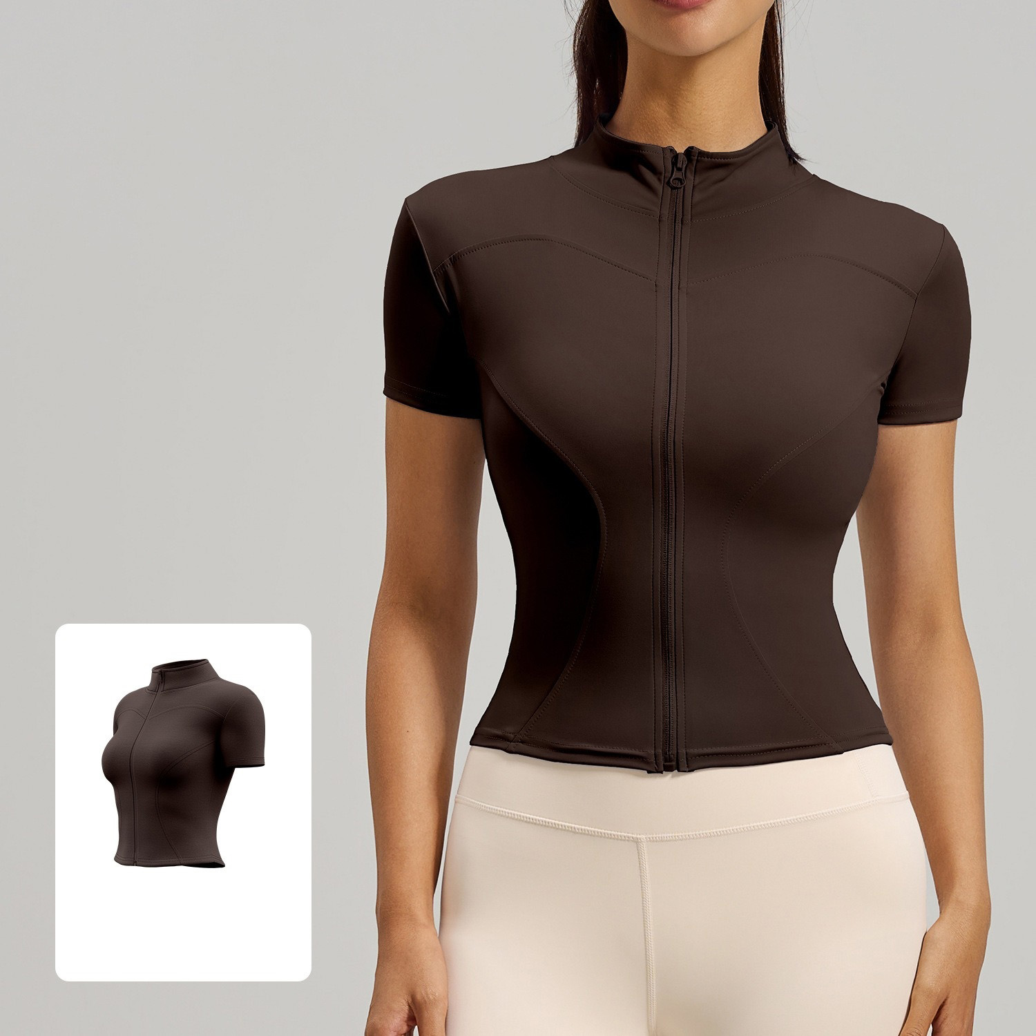 Slim-Fit Short-Sleeve Running & Fitness Yoga Top With Zipper 12 Colors YFJYMW040