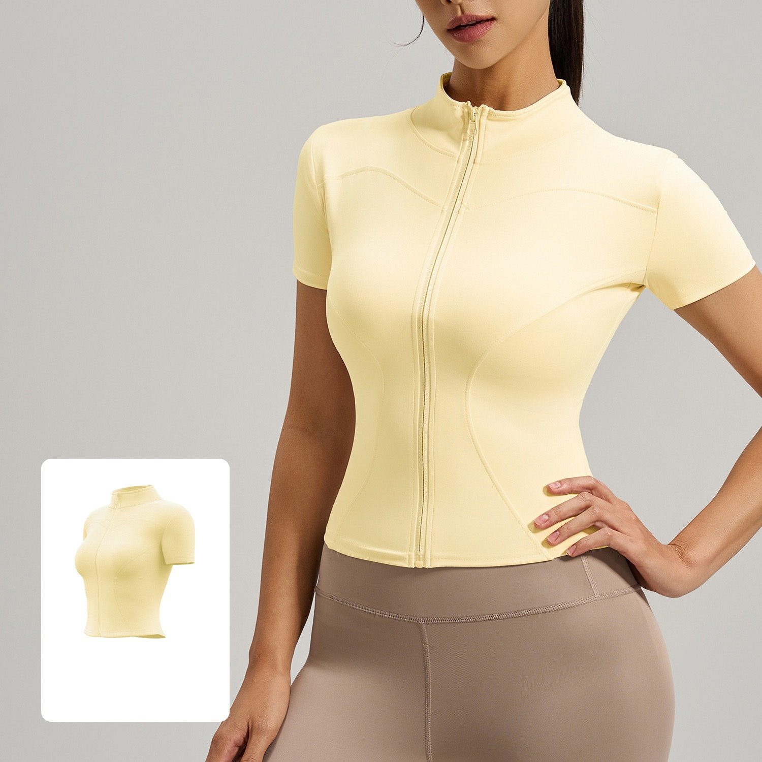 Slim-Fit Short-Sleeve Running & Fitness Yoga Top With Zipper 12 Colors YFJYMW040