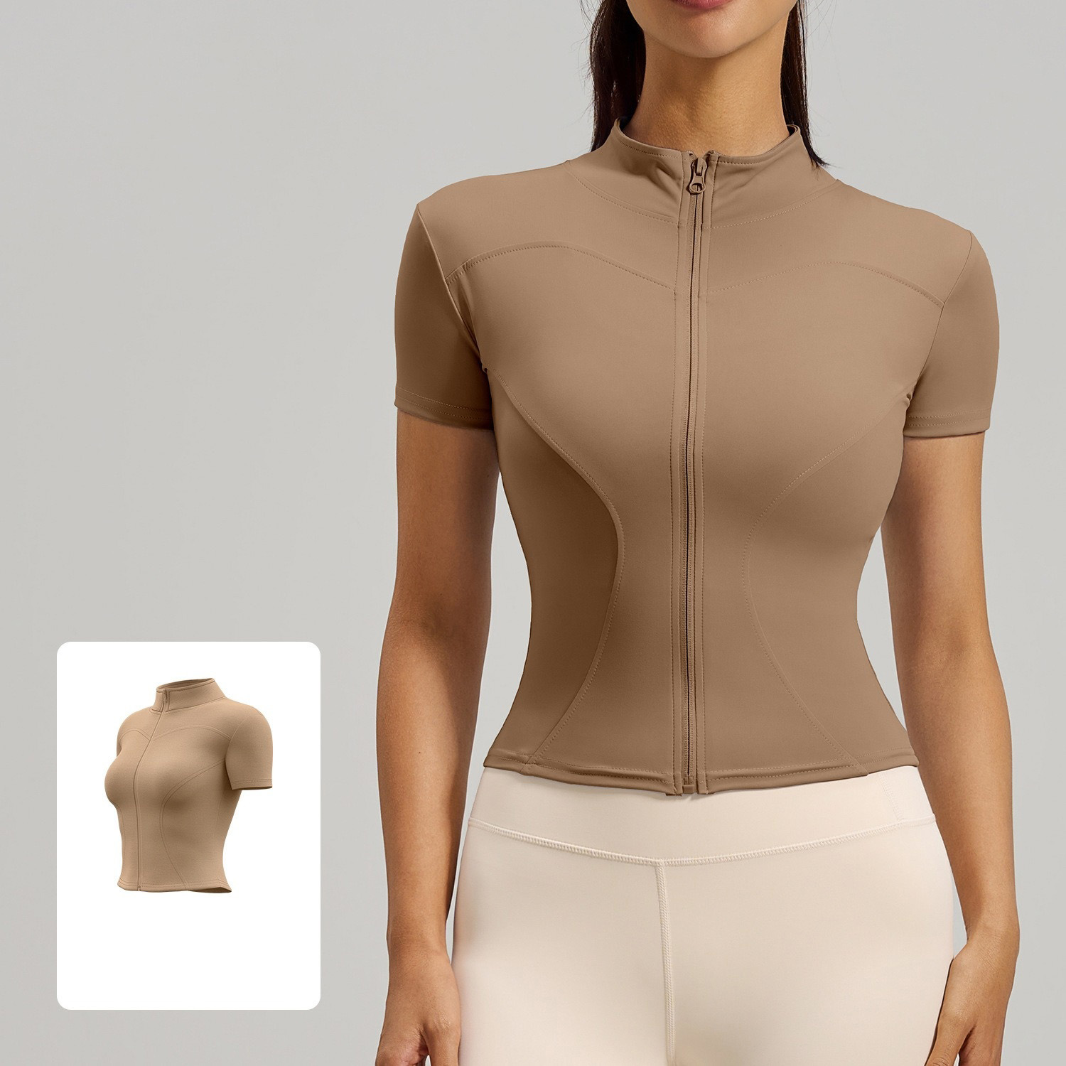 Slim-Fit Short-Sleeve Running & Fitness Yoga Top With Zipper 12 Colors YFJYMW040
