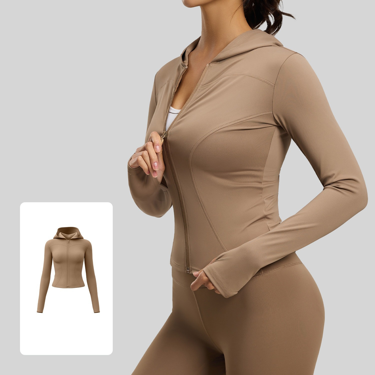 High-Stretch Slim-Fit Hooded Yoga Jacket 7 Colors YFJYMW043