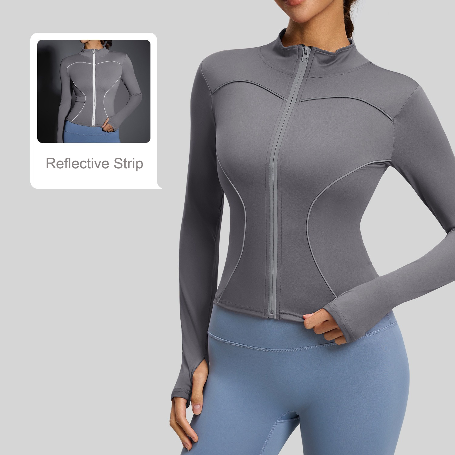 Reflective Stand-Collar Sports Jacket fo