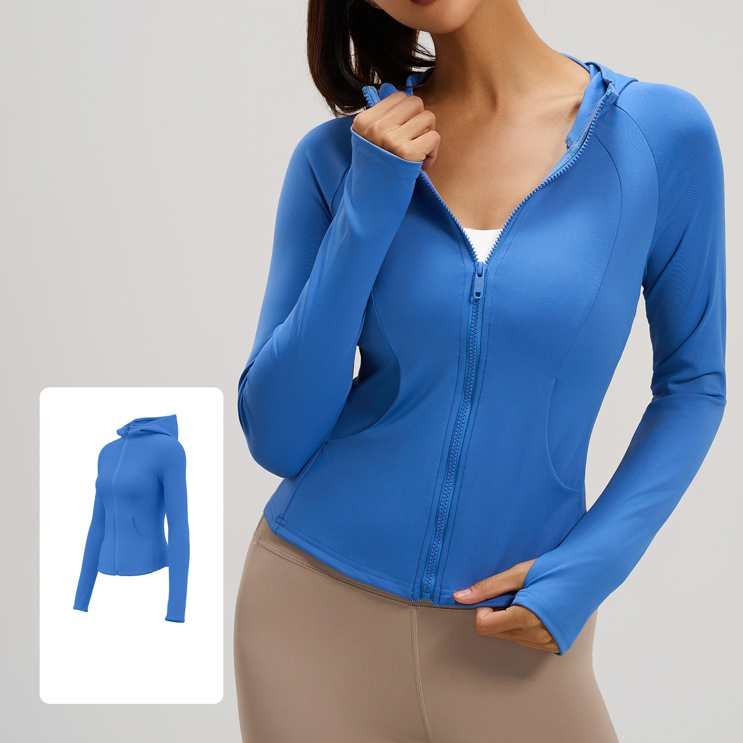 Women's Fitted Hooded Sports Jacket with Pockets 4 Colors YFJYMW152