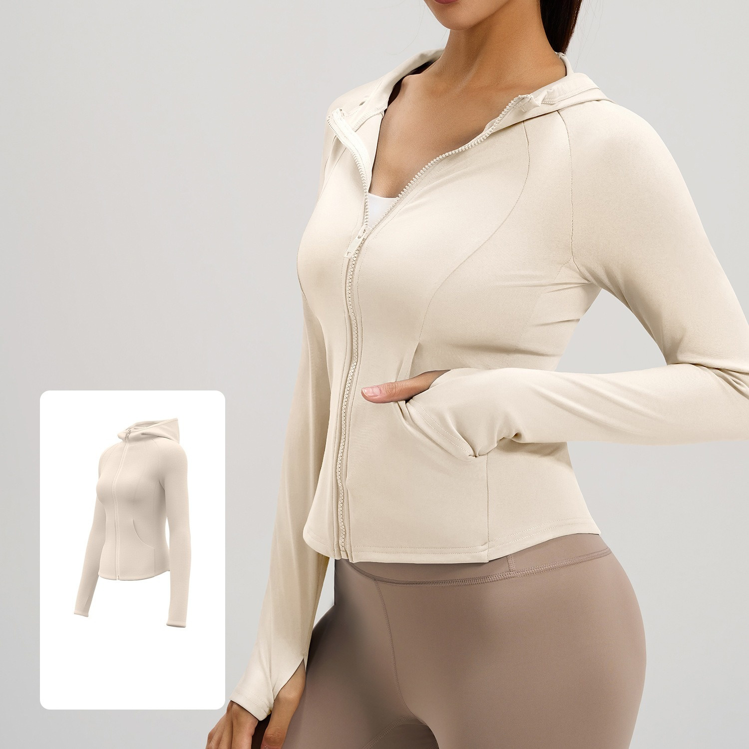Women's Fitted Hooded Sports Jacket with Pockets 4 Colors YFJYMW152