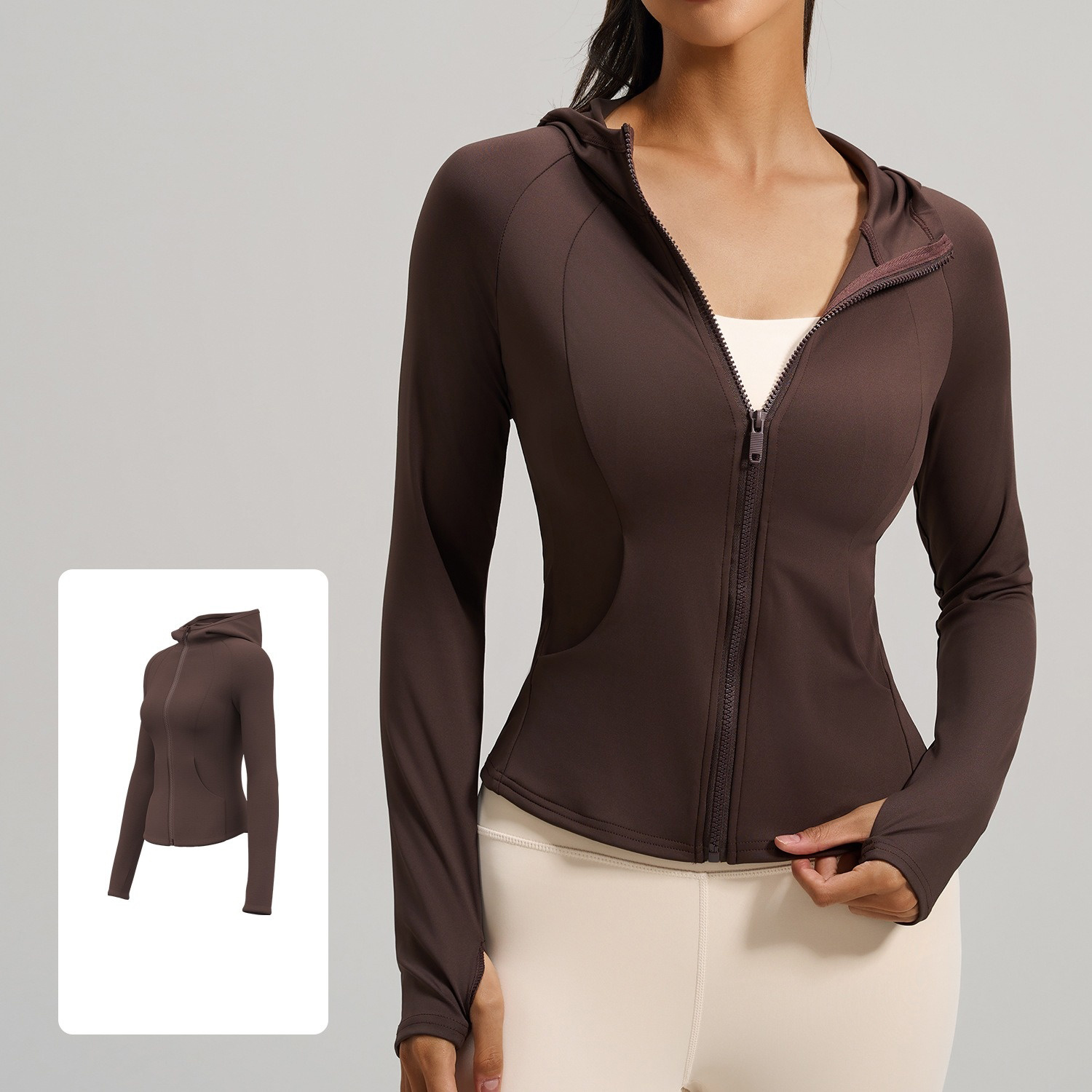 Women's Fitted Hooded Sports Jacket with Pockets 4 Colors YFJYMW152