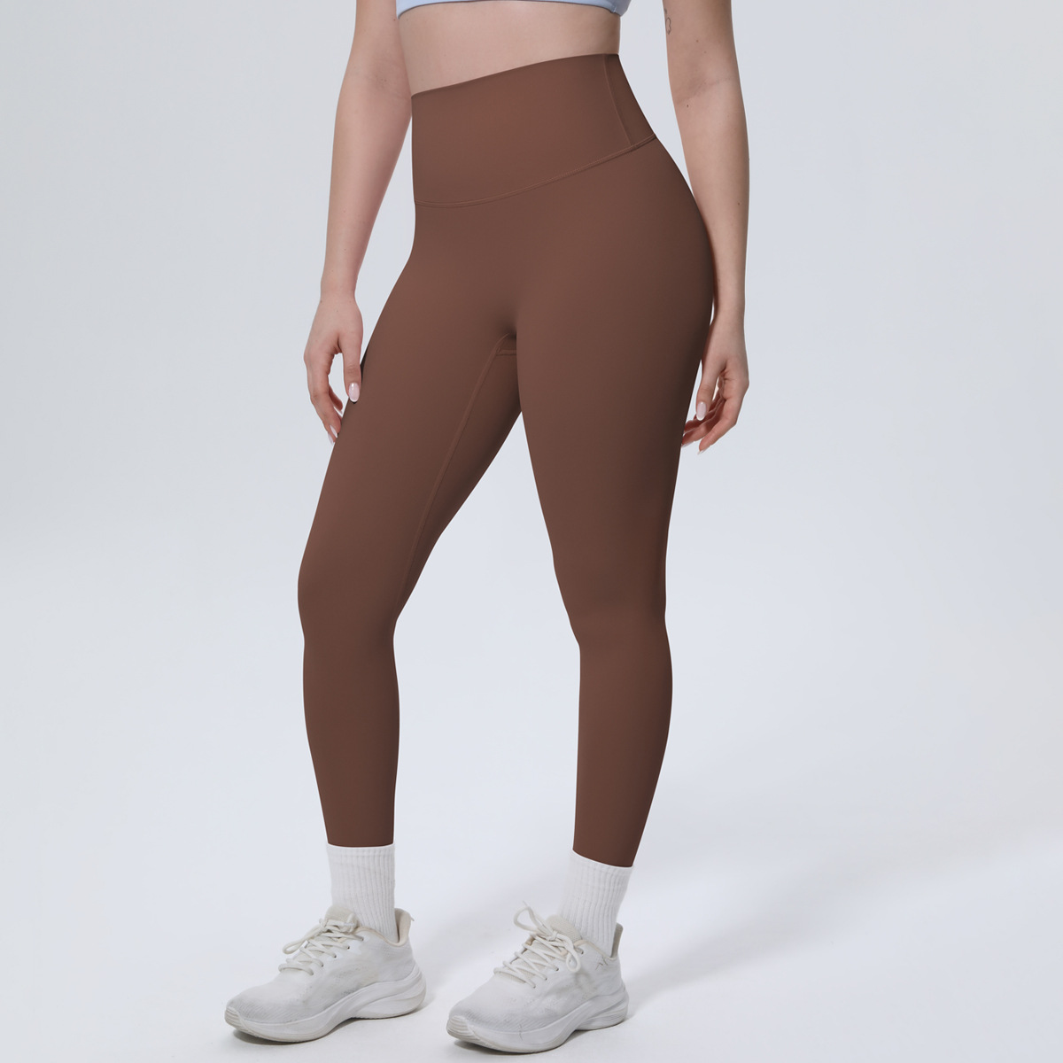 Women High Waist Naked Soft Brushed Nylon Yoga Leggings 20 Colors, Double Side Matte Tummy Control High Rise 9/10 Length Workout Running Pants, YFYS7140
