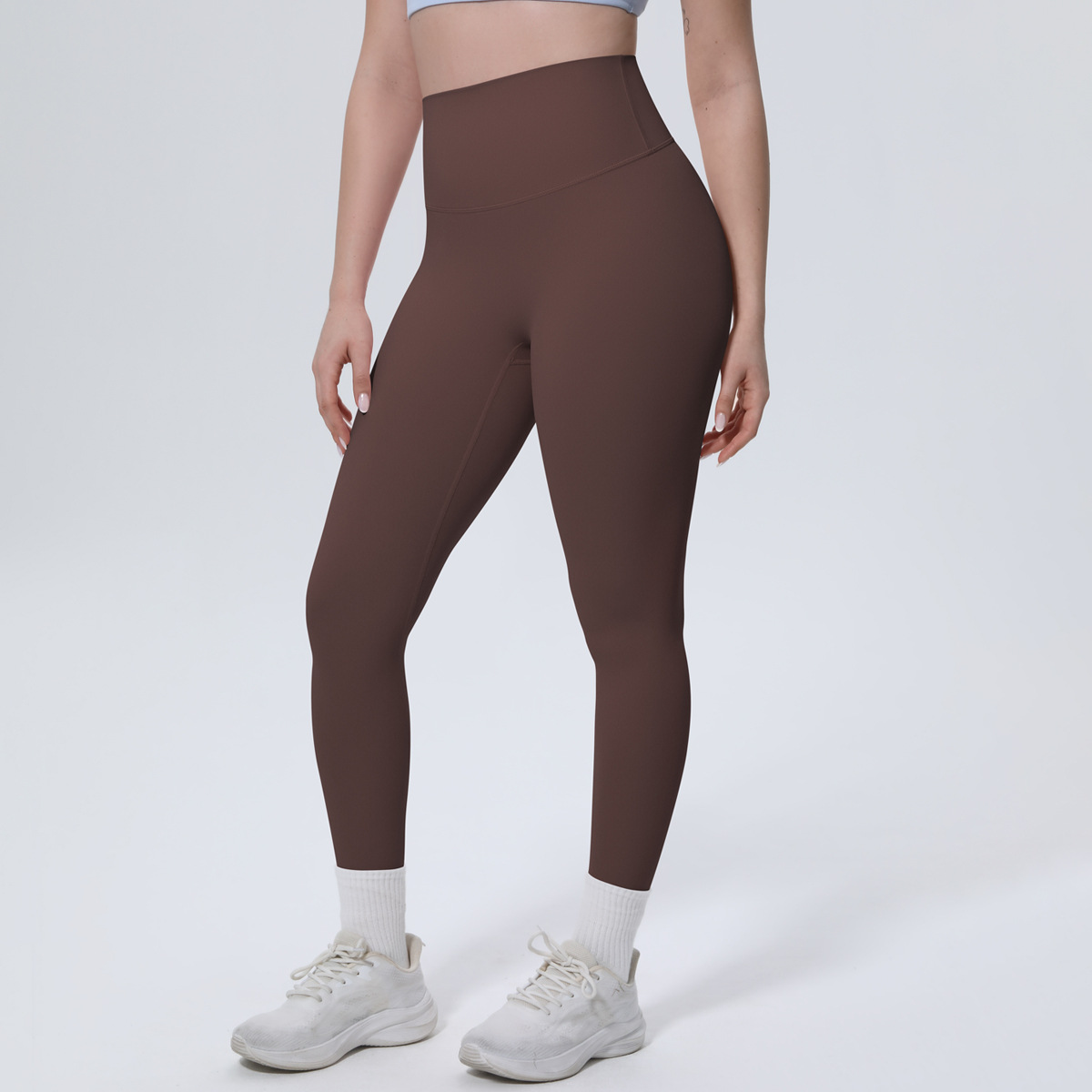Women High Waist Naked Soft Brushed Nylon Yoga Leggings 20 Colors, Double Side Matte Tummy Control High Rise 9/10 Length Workout Running Pants, YFYS7140