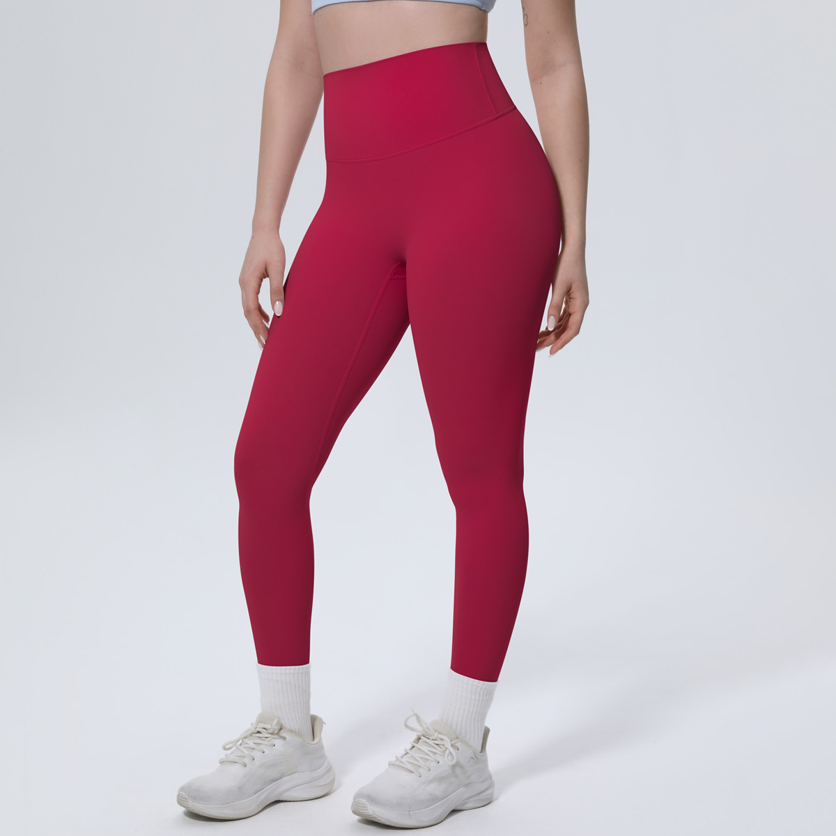 Women High Waist Naked Soft Brushed Nylon Yoga Leggings 20 Colors, Double Side Matte Tummy Control High Rise 9/10 Length Workout Running Pants, YFYS7140