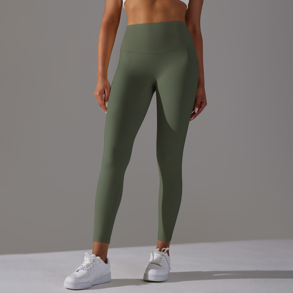Women High Waist Crotch Seamless Double Sided Brushed Nude Soft Yoga Leggings 36 Colors, Nylon Lycra Tummy Control 9/10 Length Slim Running Fitness Pants, YFYS6618