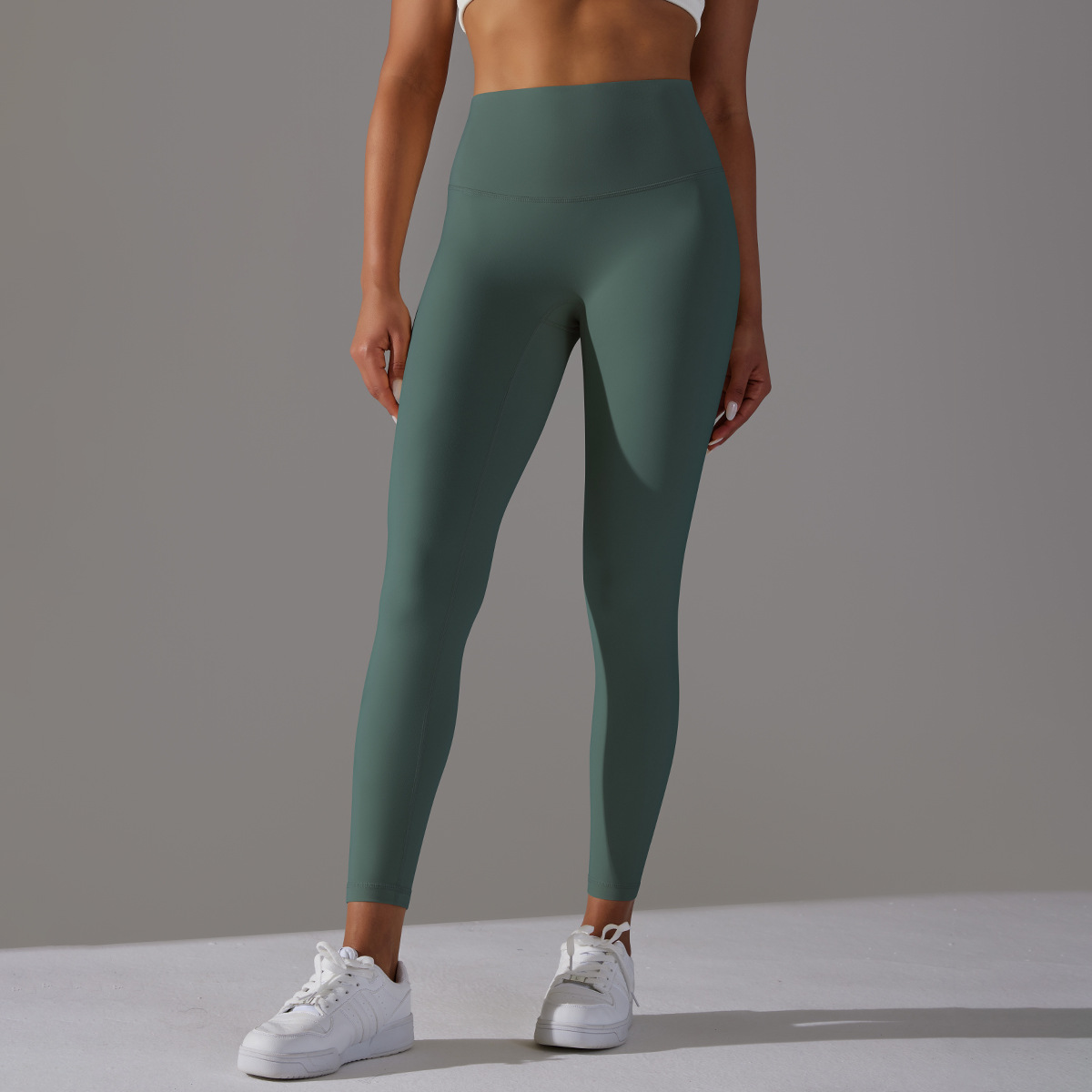 Women High Waist Crotch Seamless Double Sided Brushed Nude Soft Yoga Leggings 36 Colors, Nylon Lycra Tummy Control 9/10 Length Slim Running Fitness Pants, YFYS6618