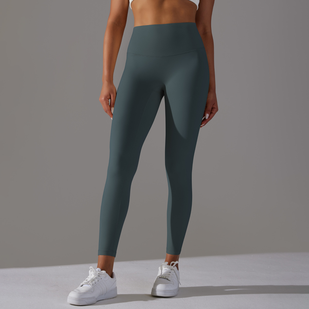 Women High Waist Crotch Seamless Double Sided Brushed Nude Soft Yoga Leggings 36 Colors, Nylon Lycra Tummy Control 9/10 Length Slim Running Fitness Pants, YFYS6618