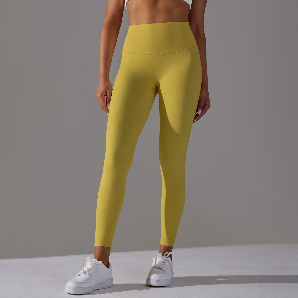 Women High Waist Crotch Seamless Double Sided Brushed Nude Soft Yoga Leggings 36 Colors, Nylon Lycra Tummy Control 9/10 Length Slim Running Fitness Pants, YFYS6618