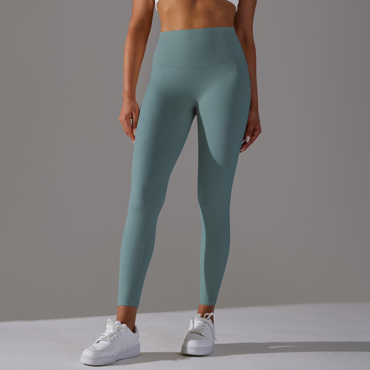 Women High Waist Crotch Seamless Double Sided Brushed Nude Soft Yoga Leggings 36 Colors, Nylon Lycra Tummy Control 9/10 Length Slim Running Fitness Pants, YFYS6618