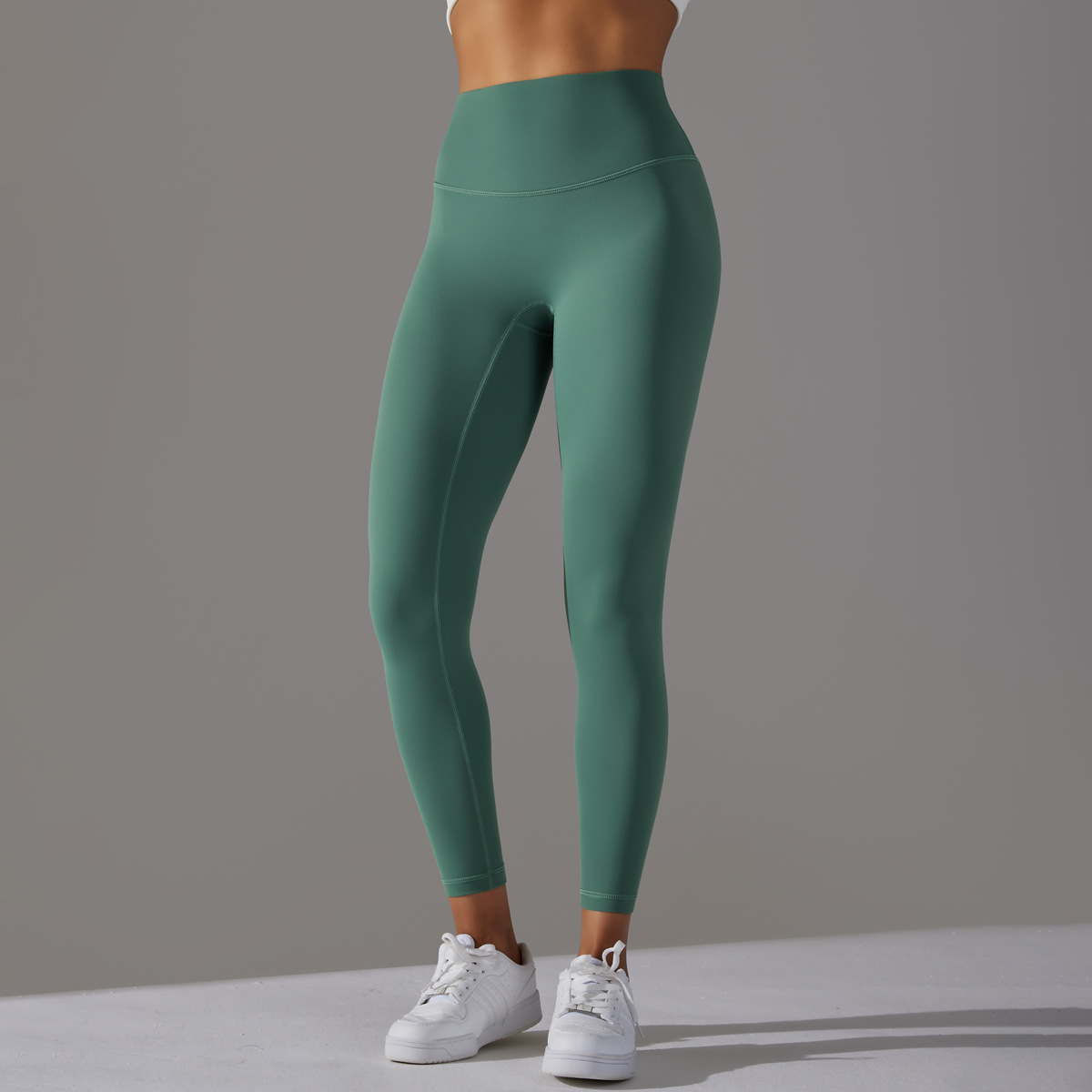 Women High Waist Crotch Seamless Double Sided Brushed Nude Soft Yoga Leggings 36 Colors, Nylon Lycra Tummy Control 9/10 Length Slim Running Fitness Pants, YFYS6618