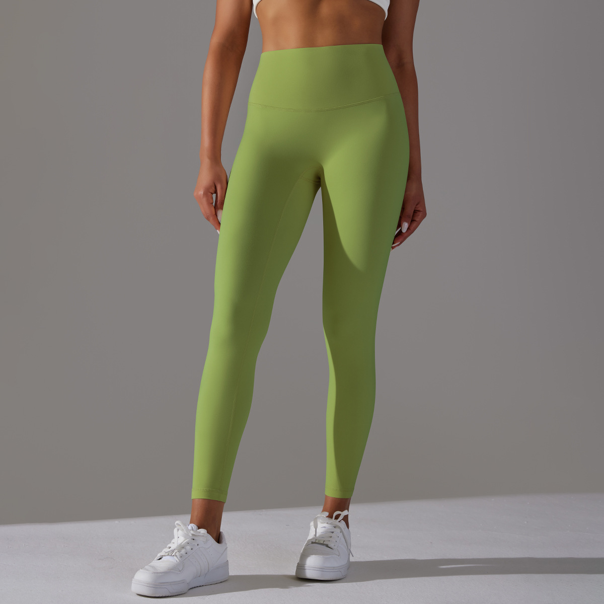 Women High Waist Crotch Seamless Double Sided Brushed Nude Soft Yoga Leggings 36 Colors, Nylon Lycra Tummy Control 9/10 Length Slim Running Fitness Pants, YFYS6618